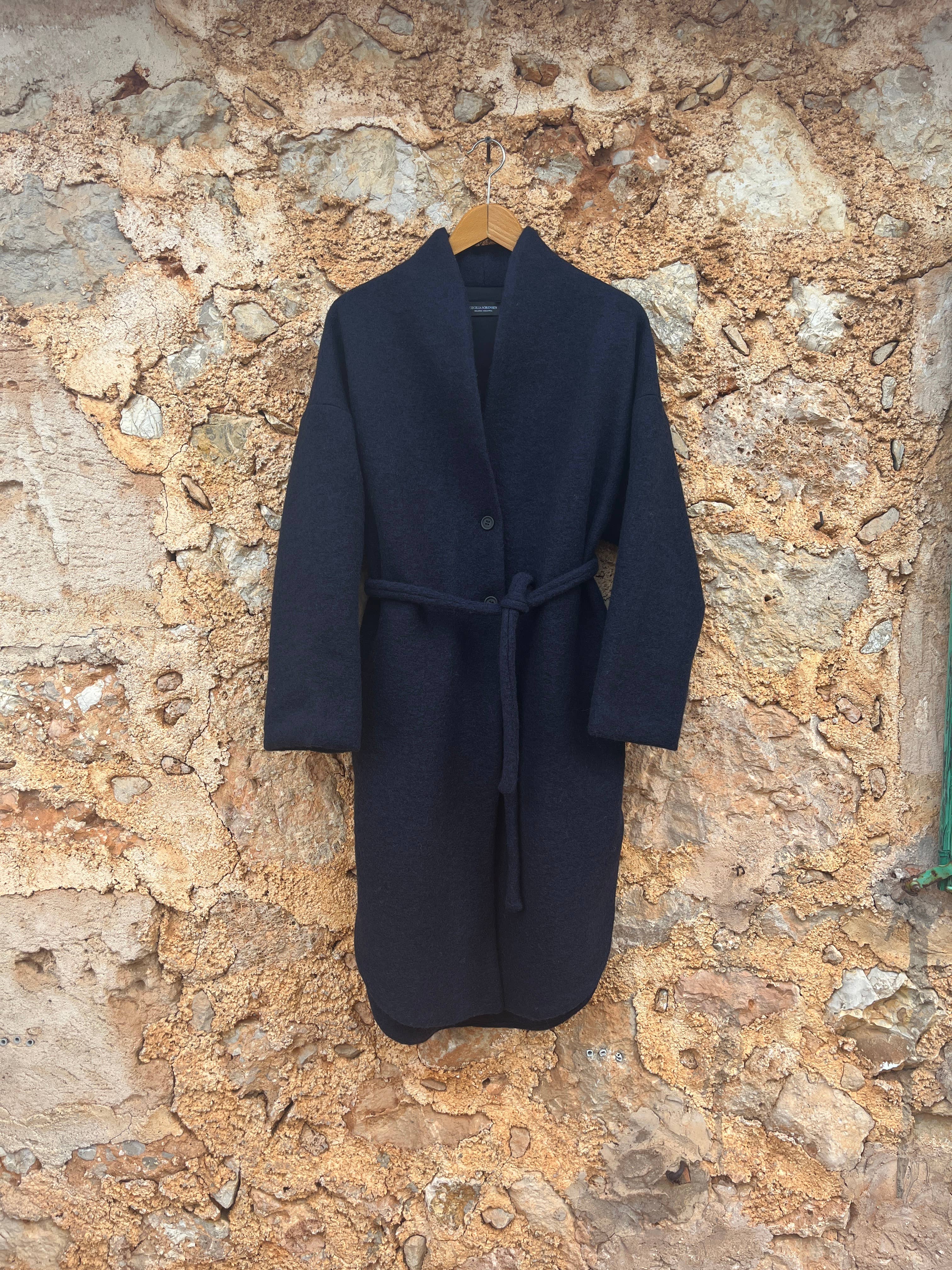 Cigala Coat in Blue Organic Wool