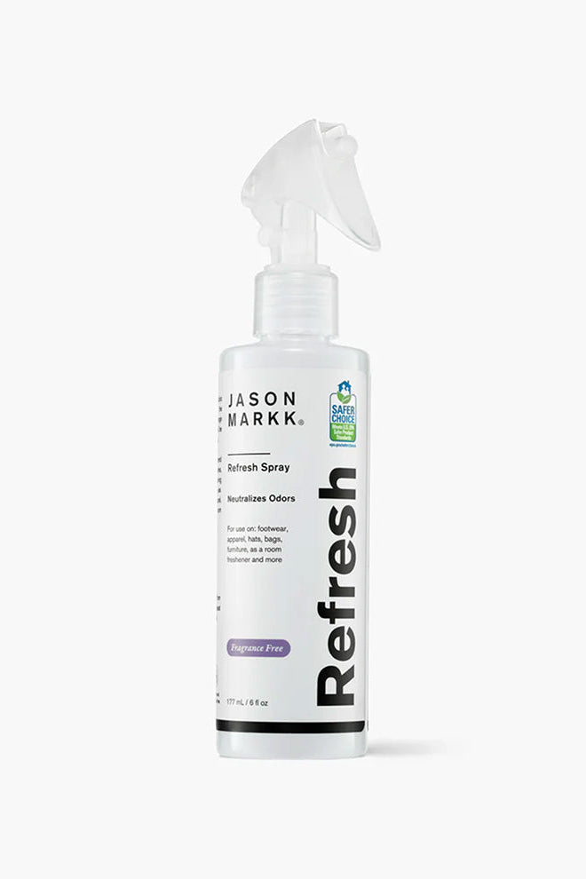Jason Markk Refresh spray bottle on a white background