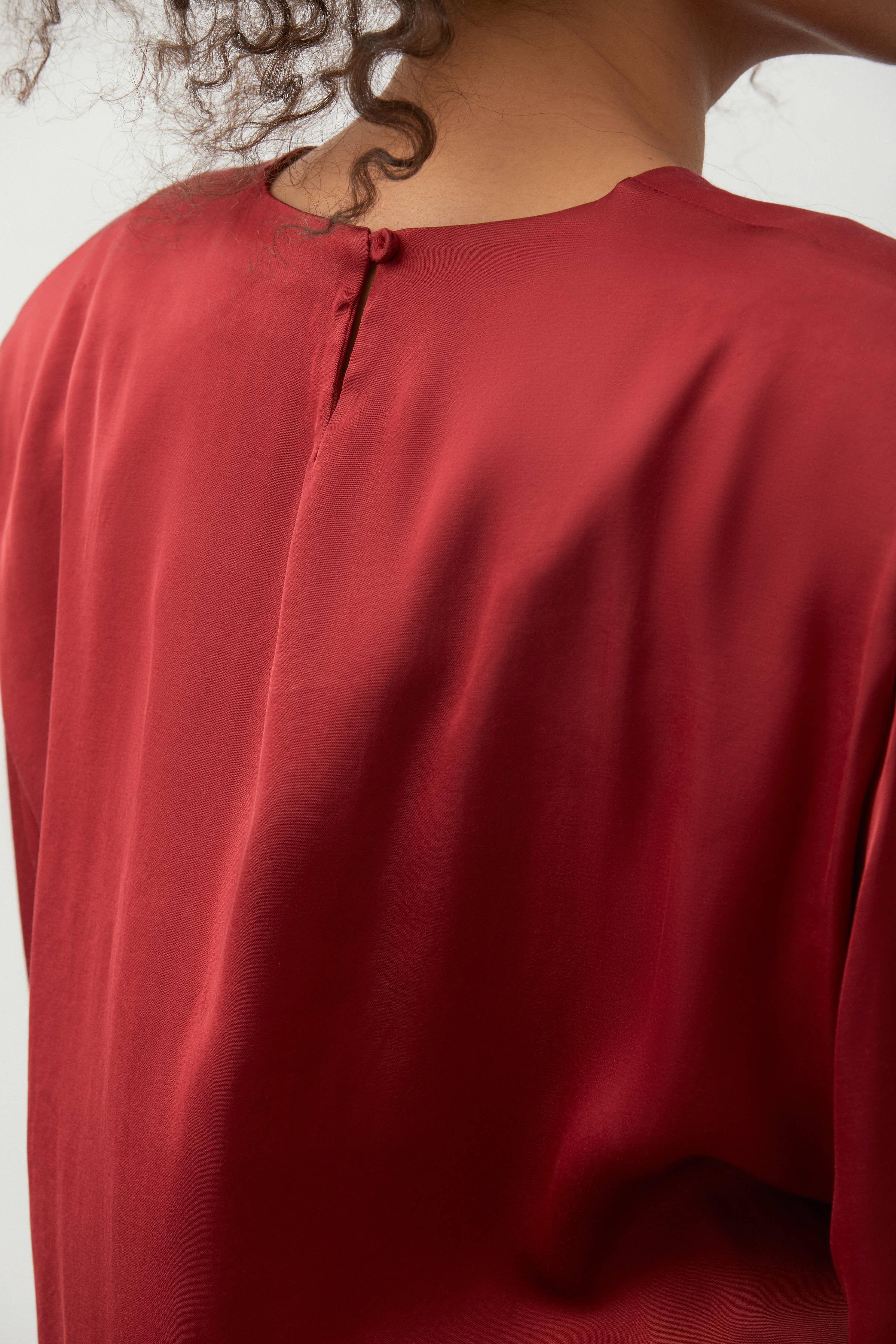 Crimson Satin Blouse