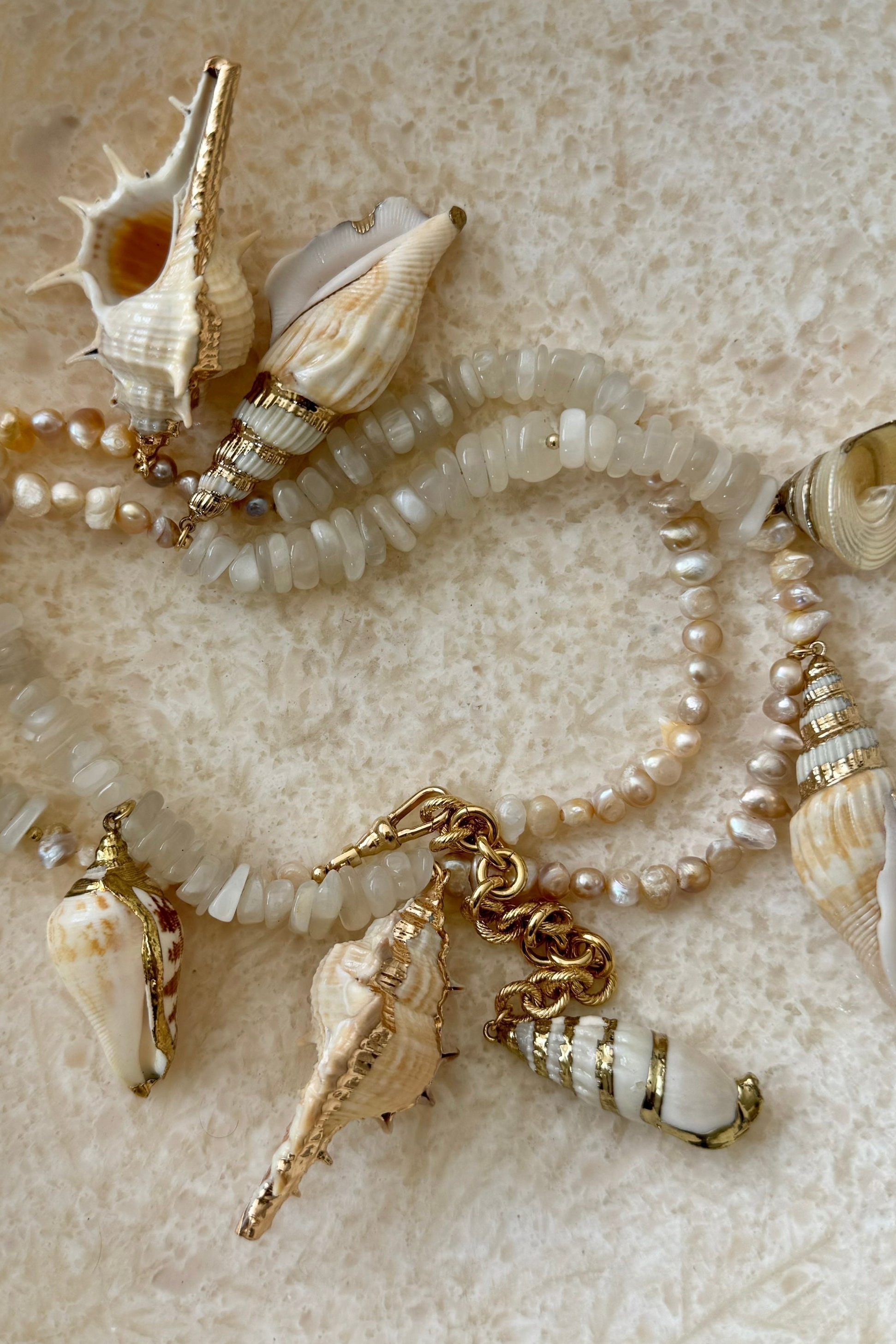 Grethia Pearl Mother of Pearl Shell Belly Chain