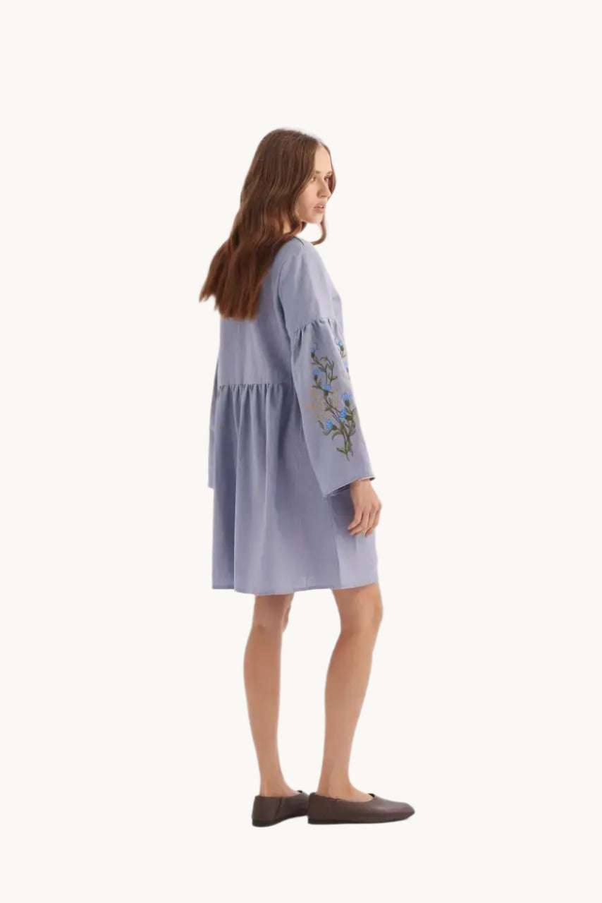 Spica Nettle Linen Embroidered Dress