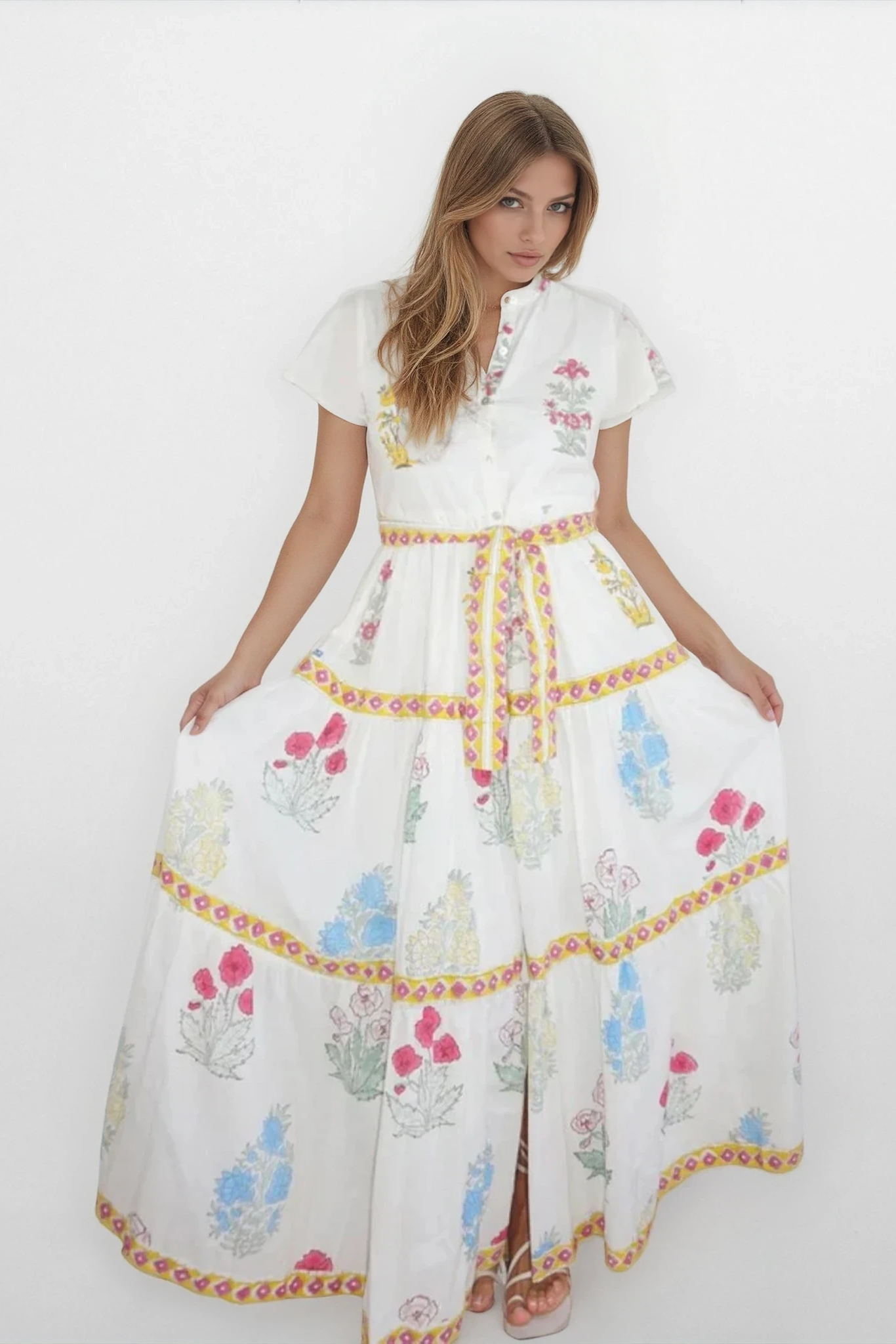 Valerie Tier Dress in Mixed Print Floral