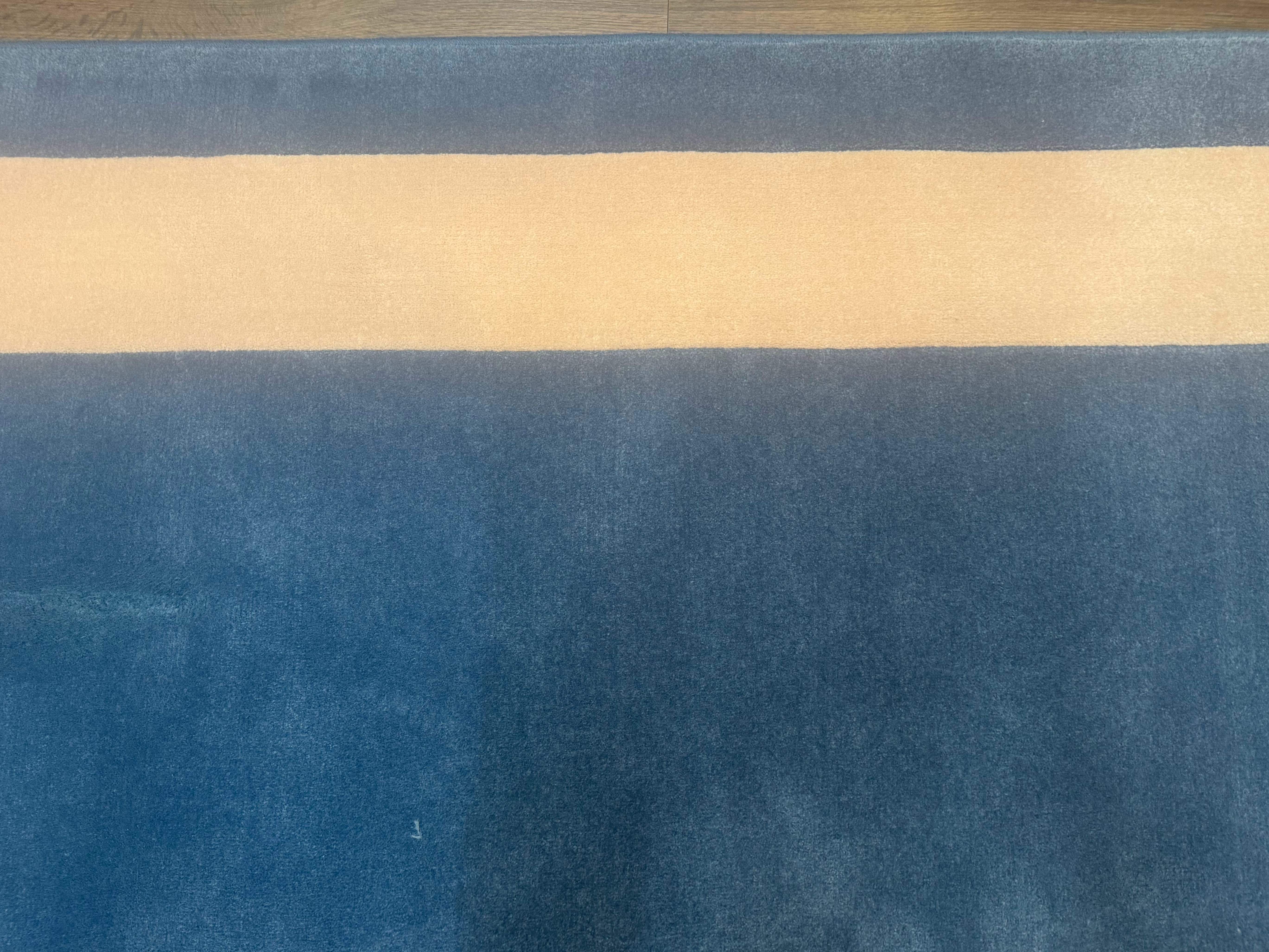 Blue and Cream Square Rug | 10x10 ft, Large Square Carpet