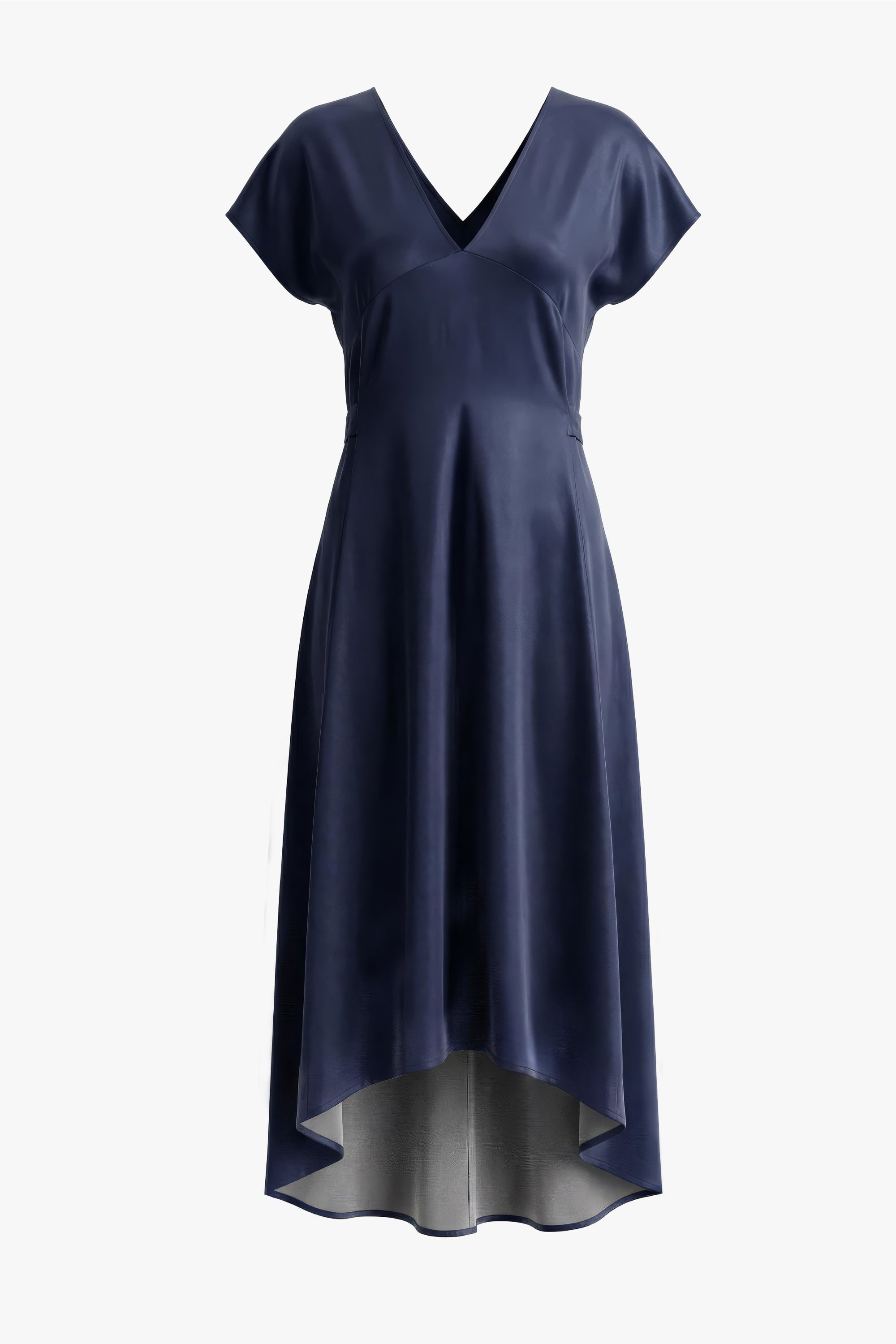Navy blue dress on a white background