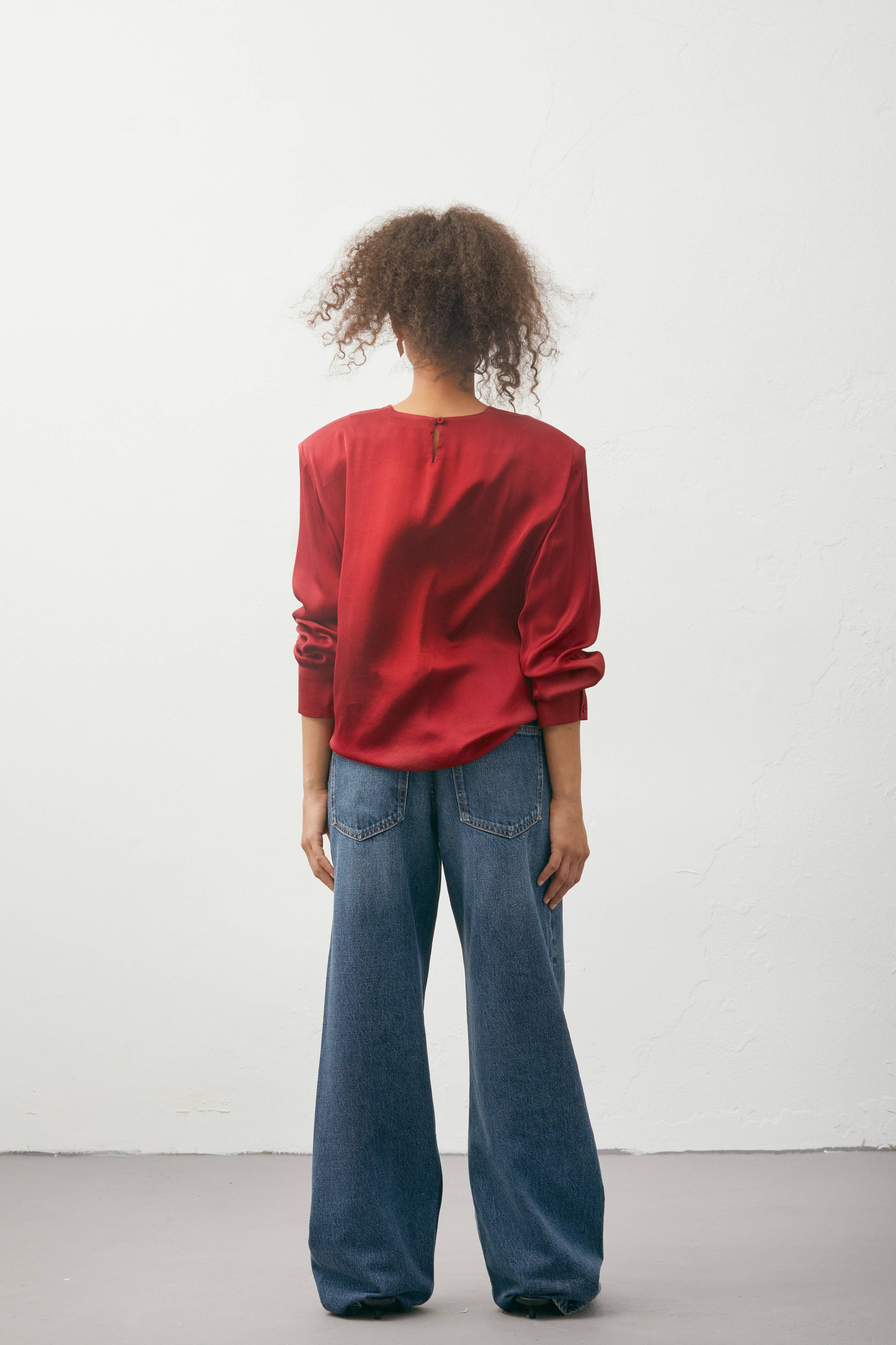 Crimson Satin Blouse