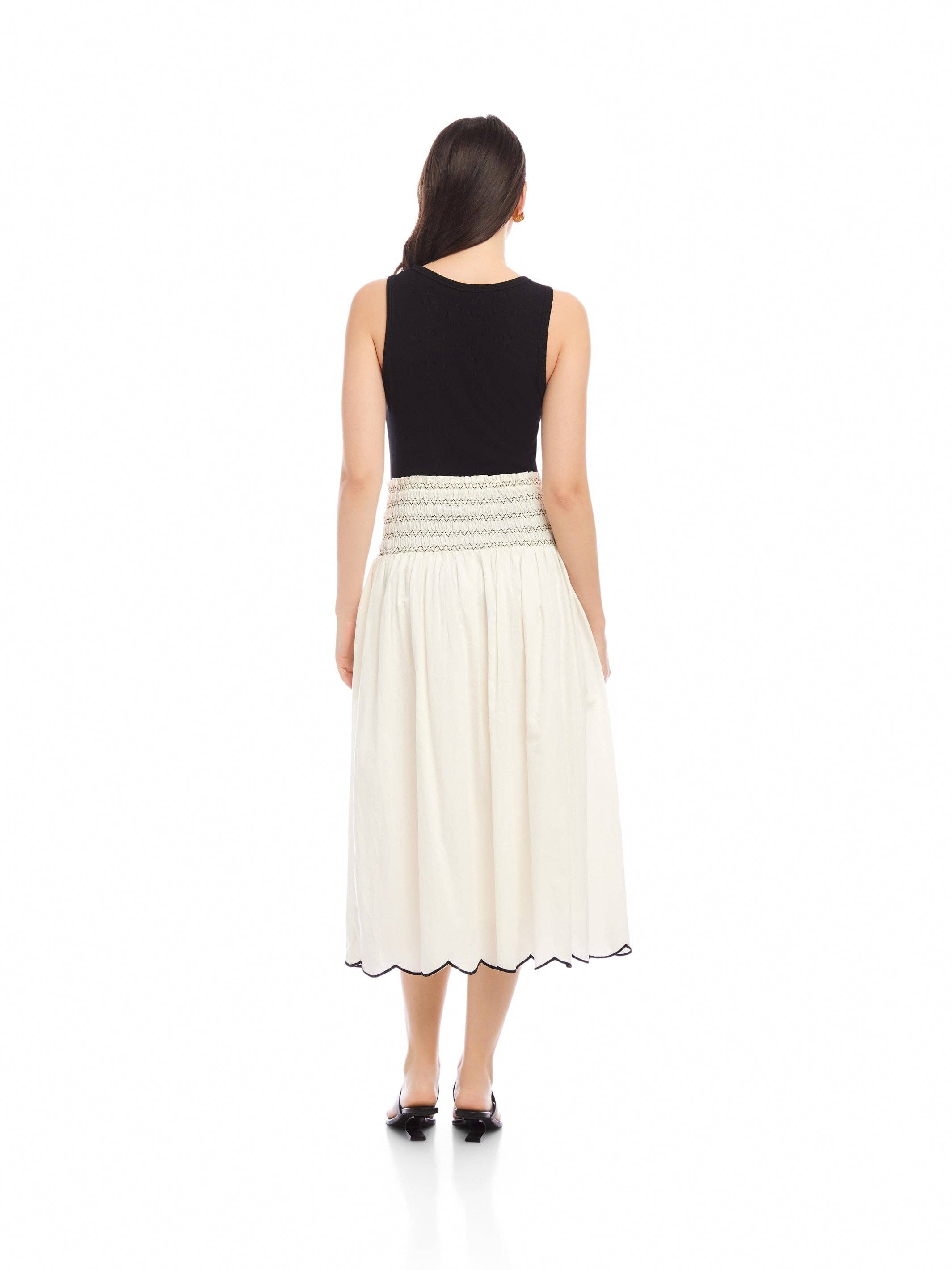 Elsa Smocked Waist Midi Skirt