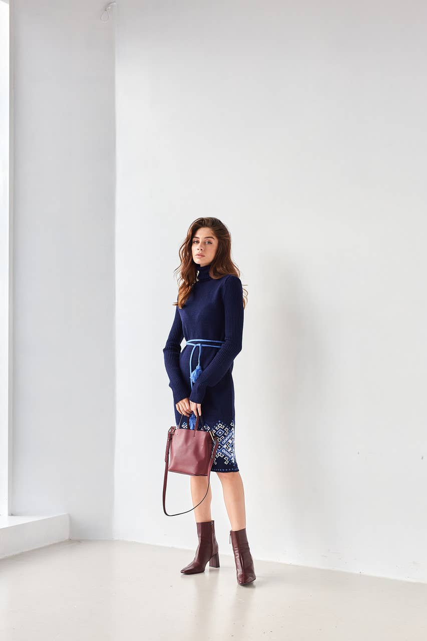 Knitted Warm Dress Ivanka Blue