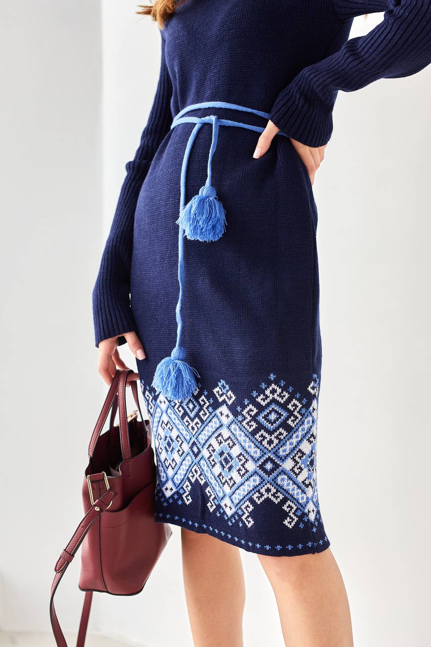Knitted Warm Dress Ivanka Blue