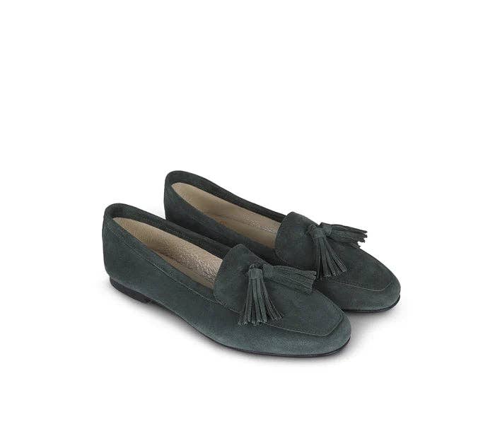 Cardiff Suede Forest Green Loafer With Tassels