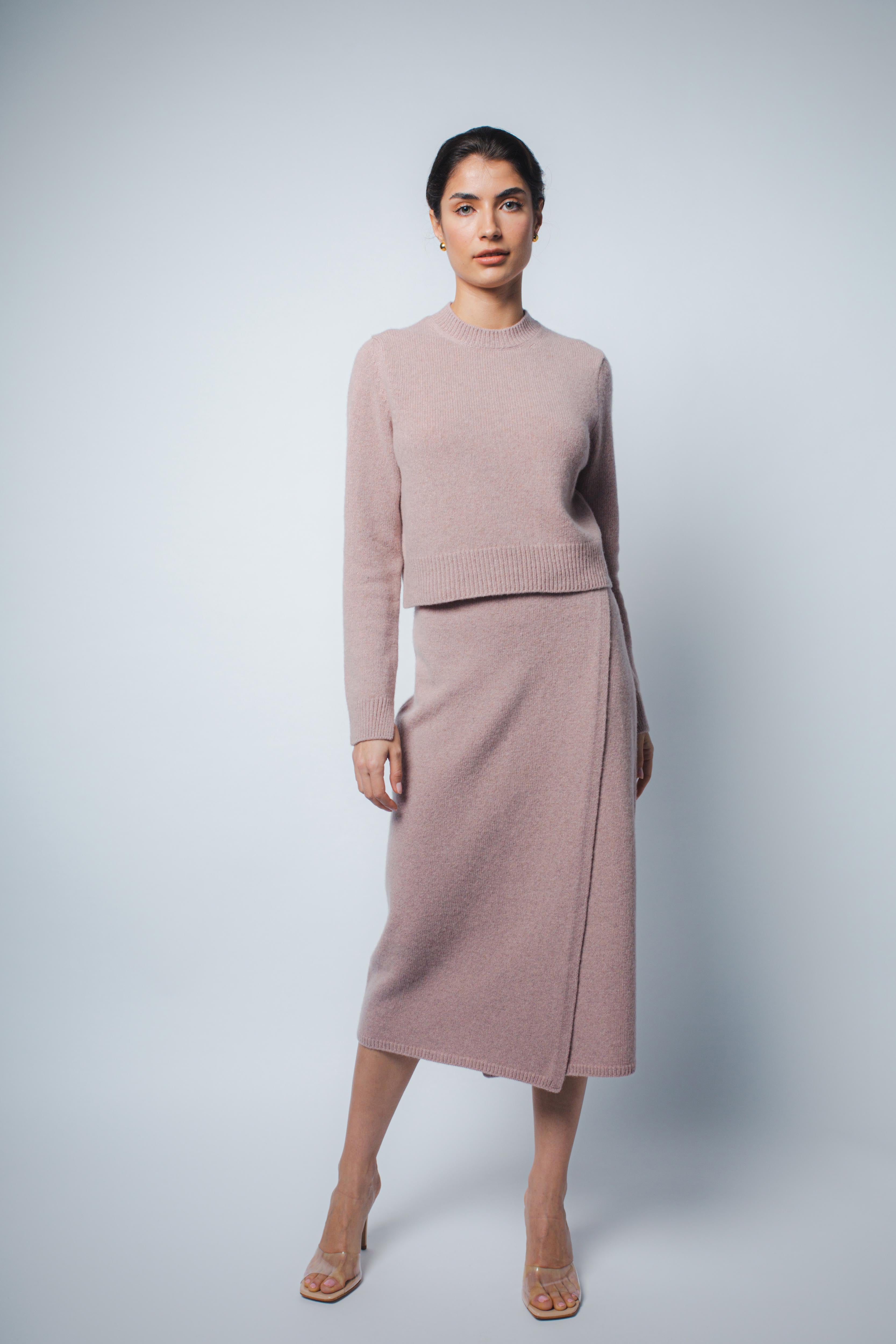 ZOE CROPPED CASHMERE PULLOVER IN MAUVE