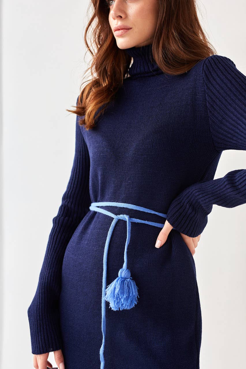 Knitted Warm Dress Ivanka Blue