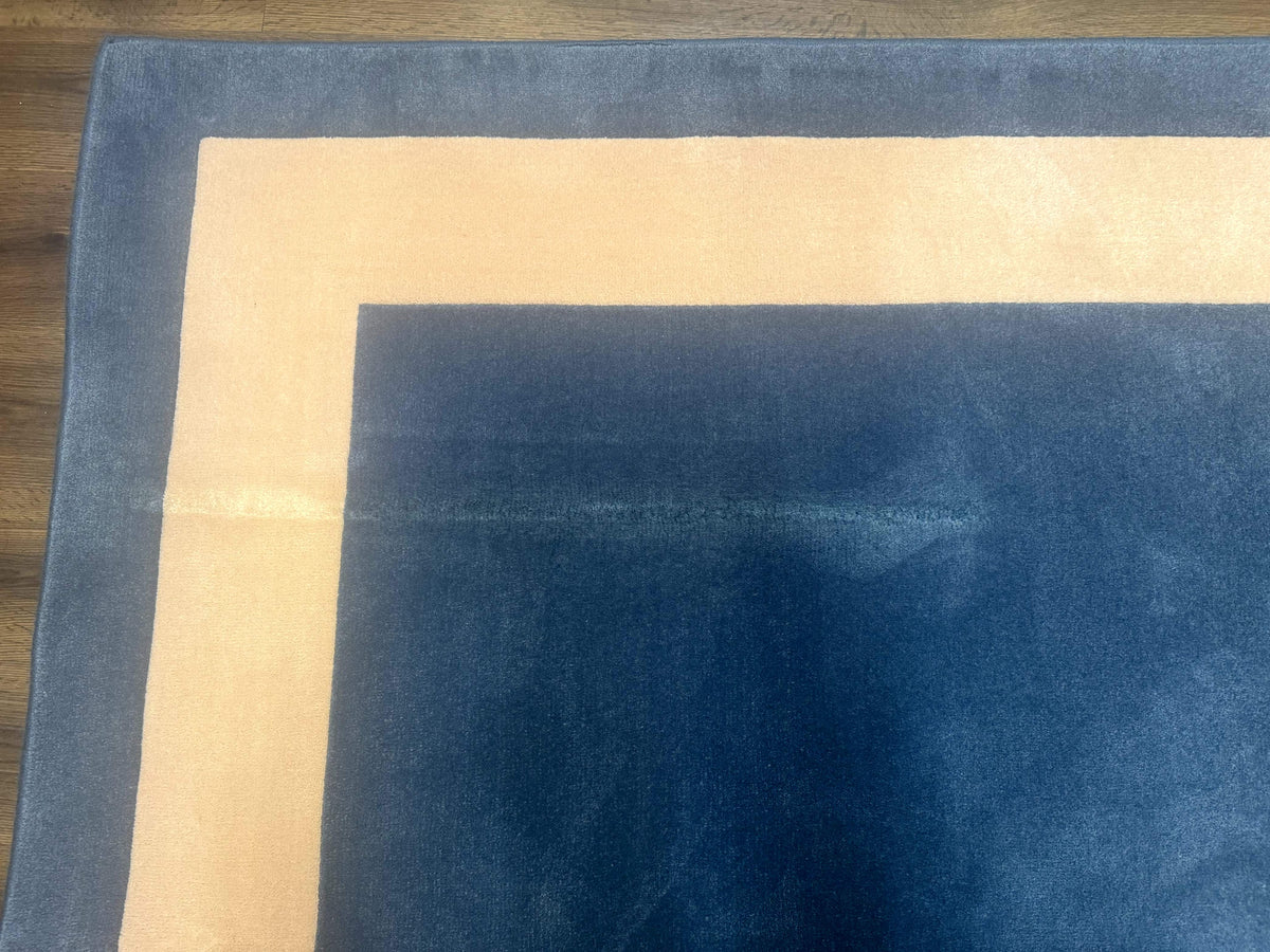 Blue and Cream Square Rug | 10x10 ft, Large Square Carpet