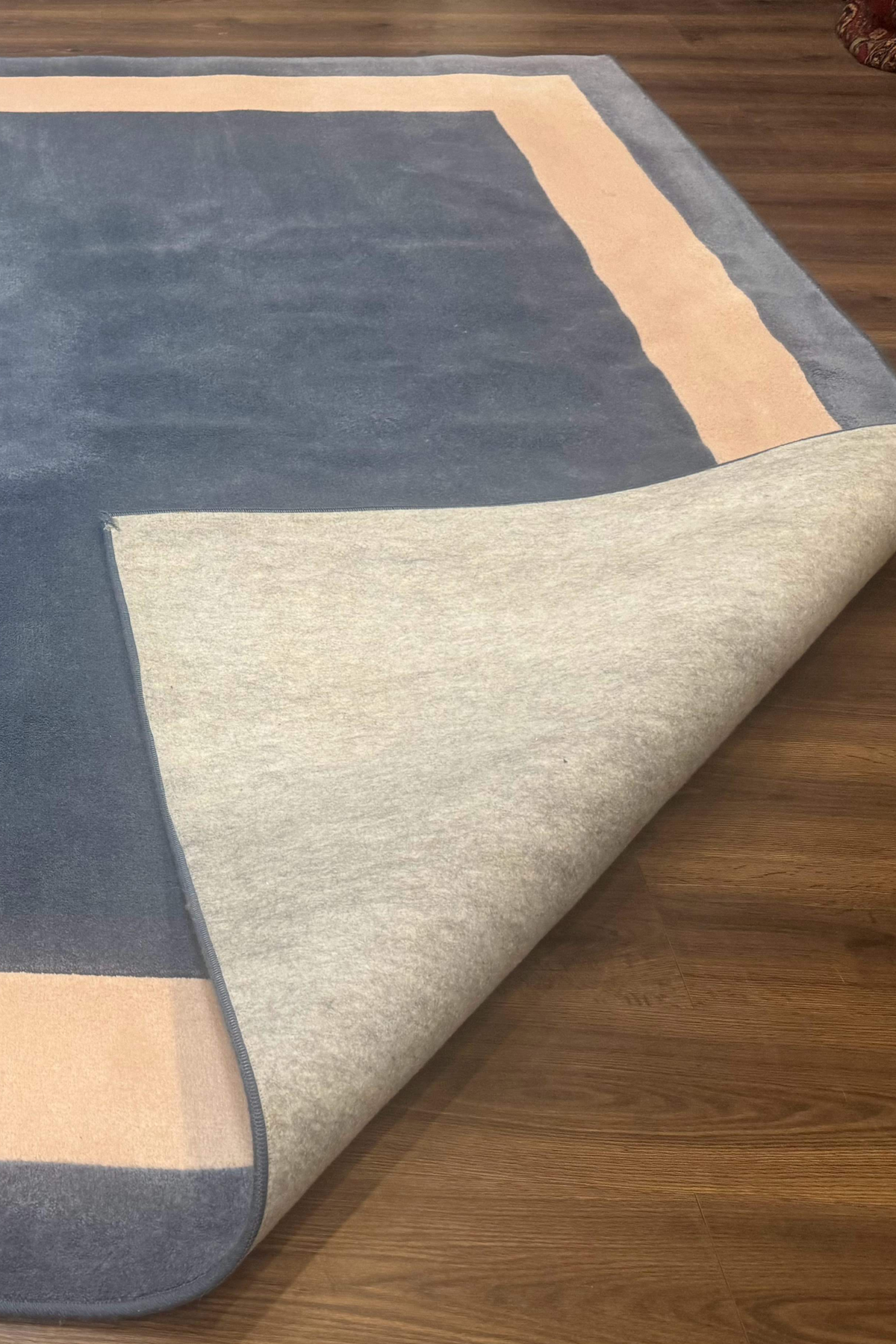 Blue and Cream Square Rug | 10x10 ft, Large Square Carpet