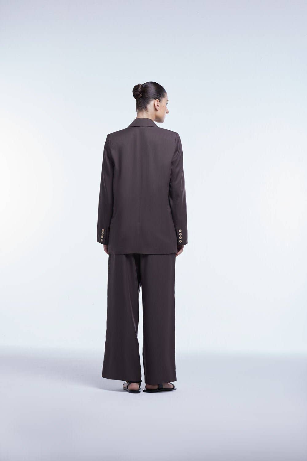 Relaxed Single Breasted Blazer in Coffee Brown