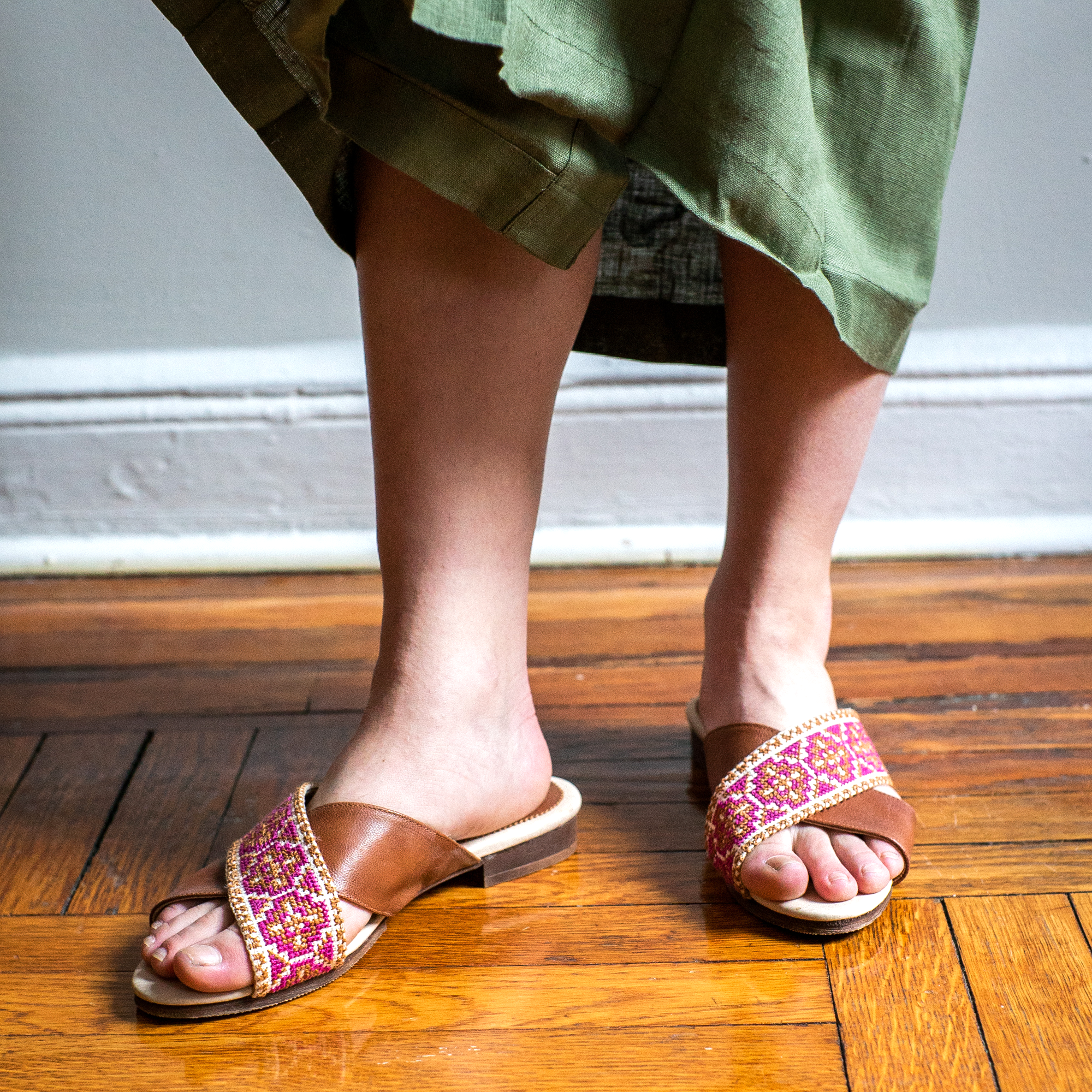 Mona Cross Strap Sandal in Berry