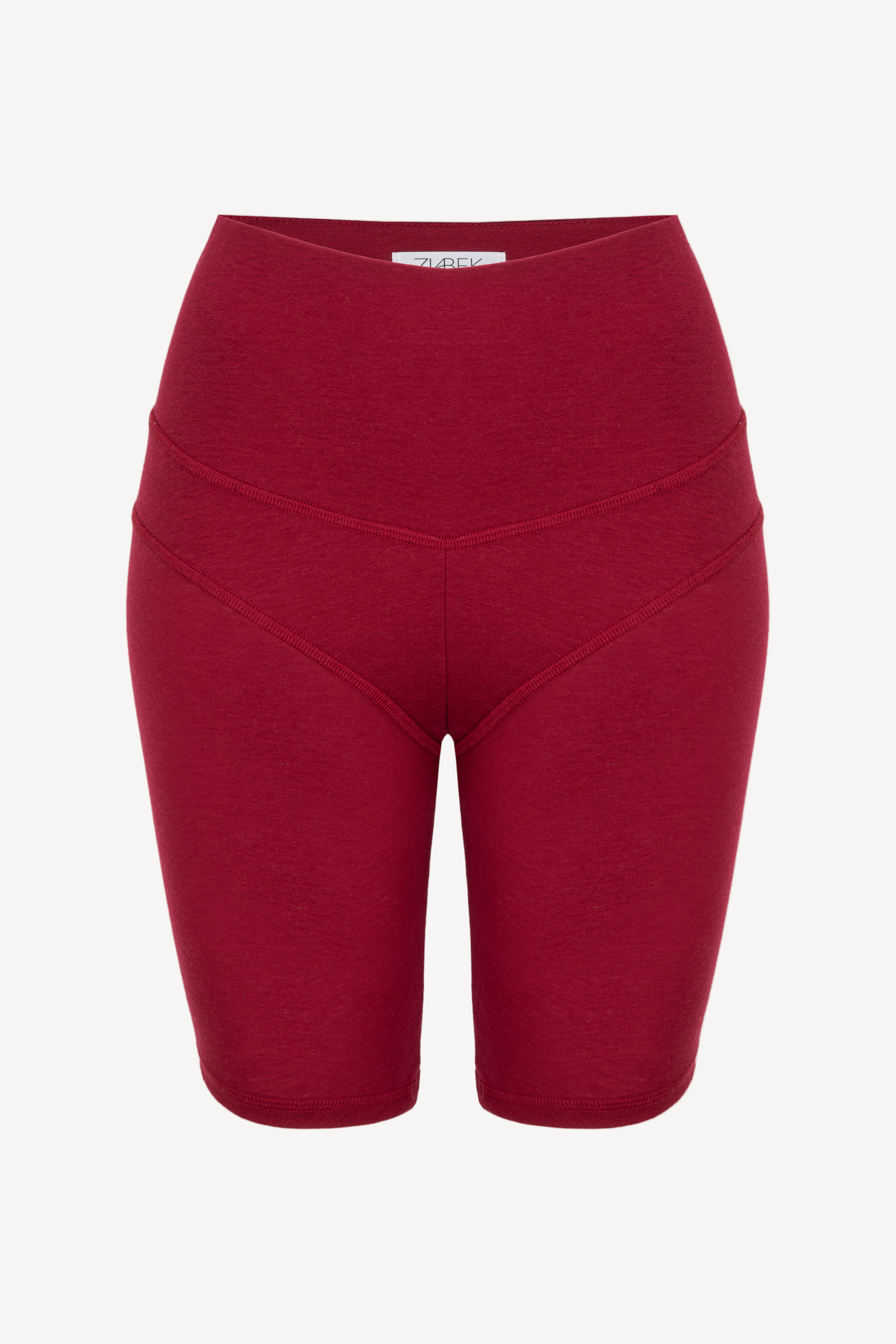 Red bike shorts on a white background