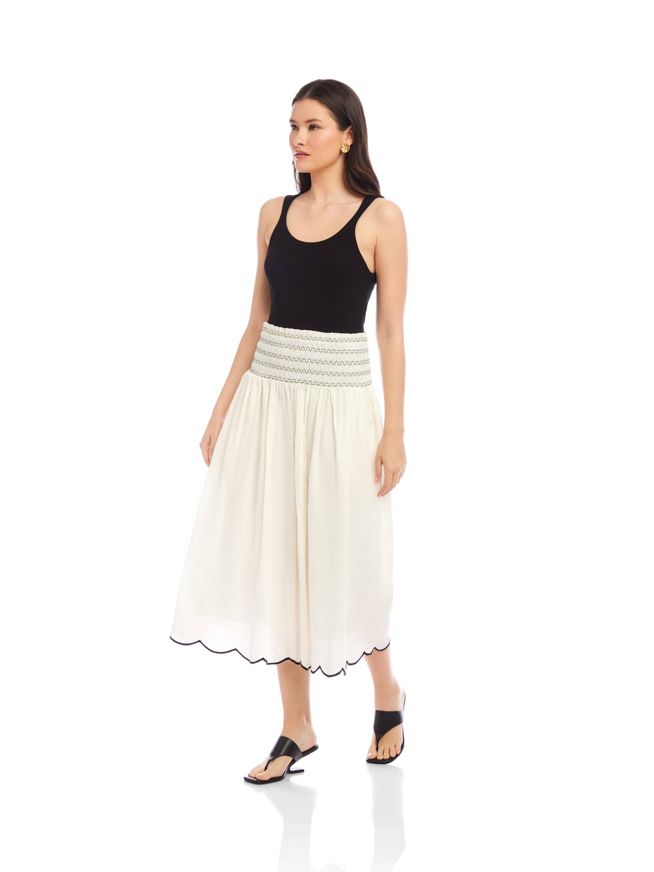 Elsa Smocked Waist Midi Skirt