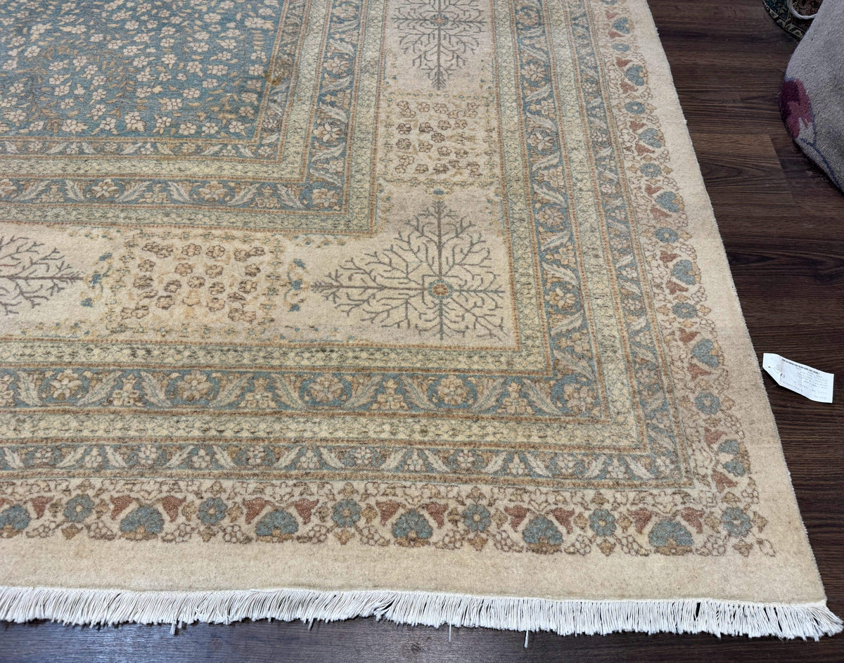 Close-up of a patterned rug on a wooden floor