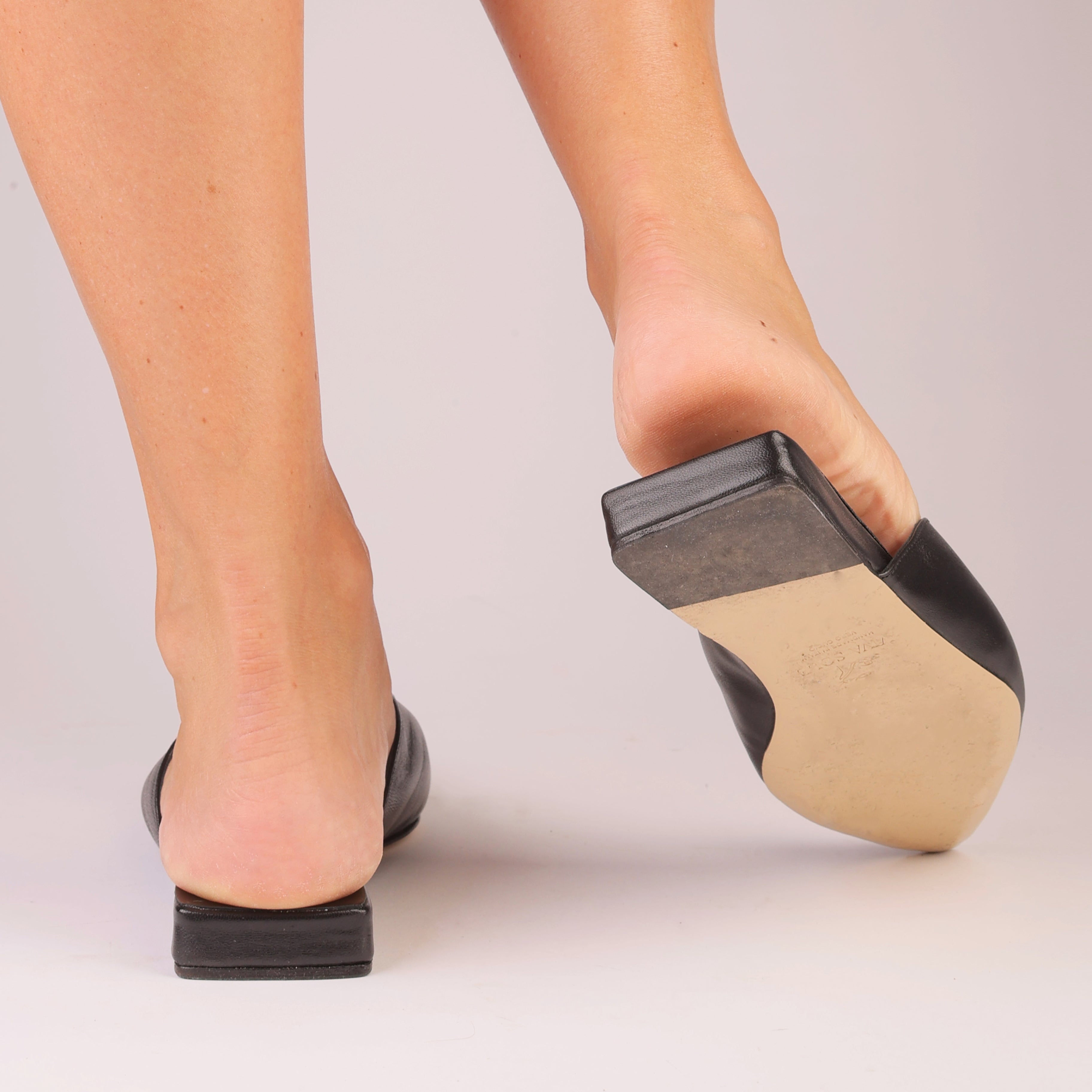 Aurora Slide | Black Nappa Slipper with Sculptural Sphere Detail