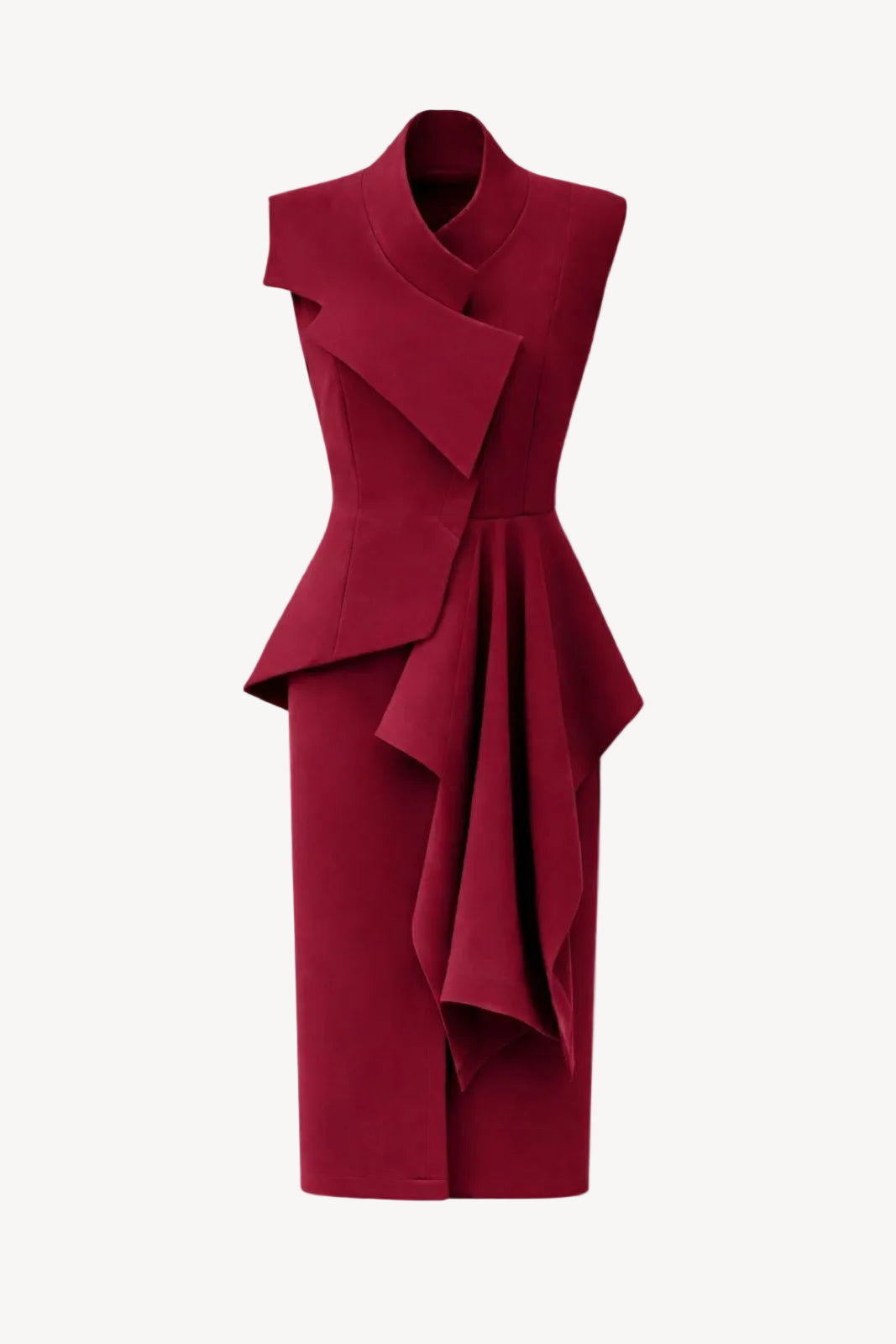 Red peplum dress on a white background