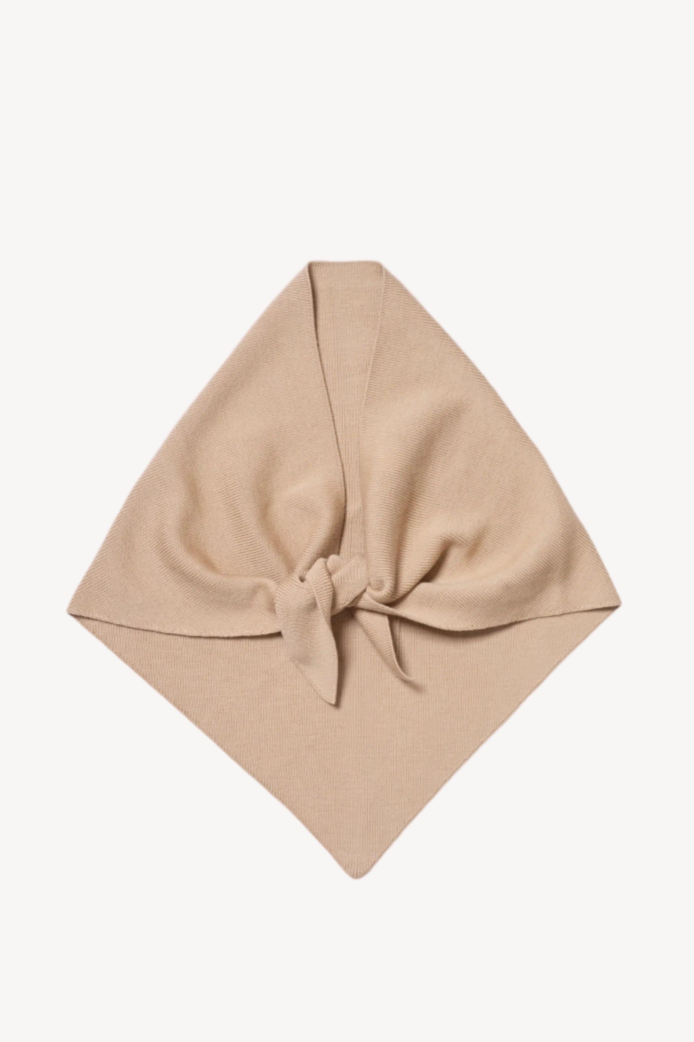 Beige headscarf with a knot on a light gray background