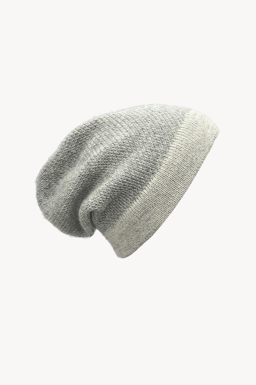 Gray knit beanie on a white background
