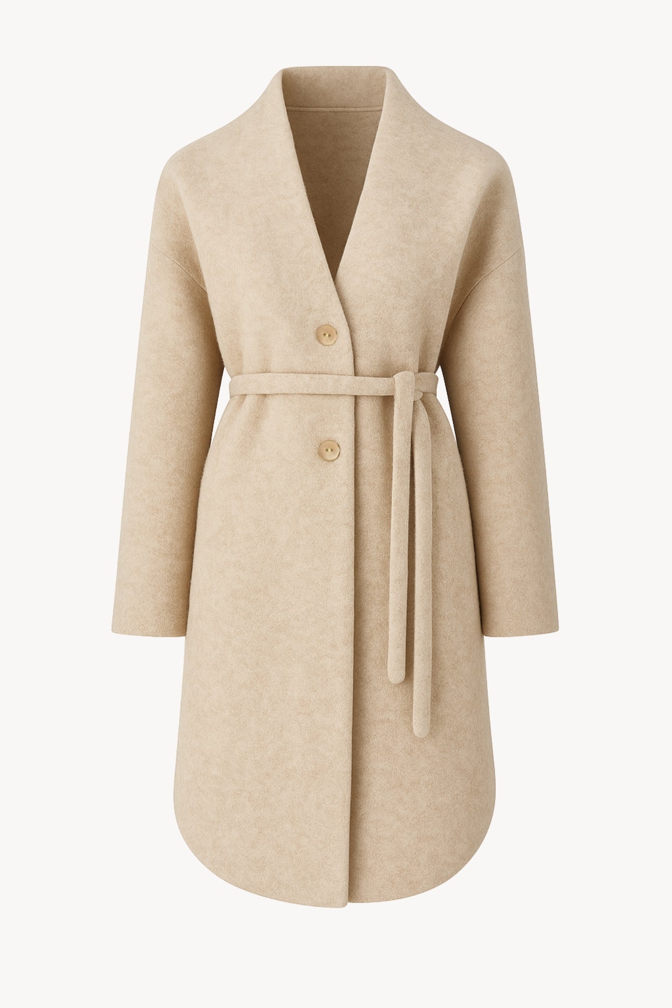 Cigala Coat in Beige Organic Wool