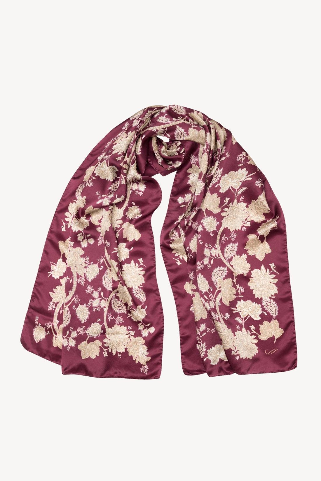 Esmeralda Burgundy Silk Scarf/Shawl