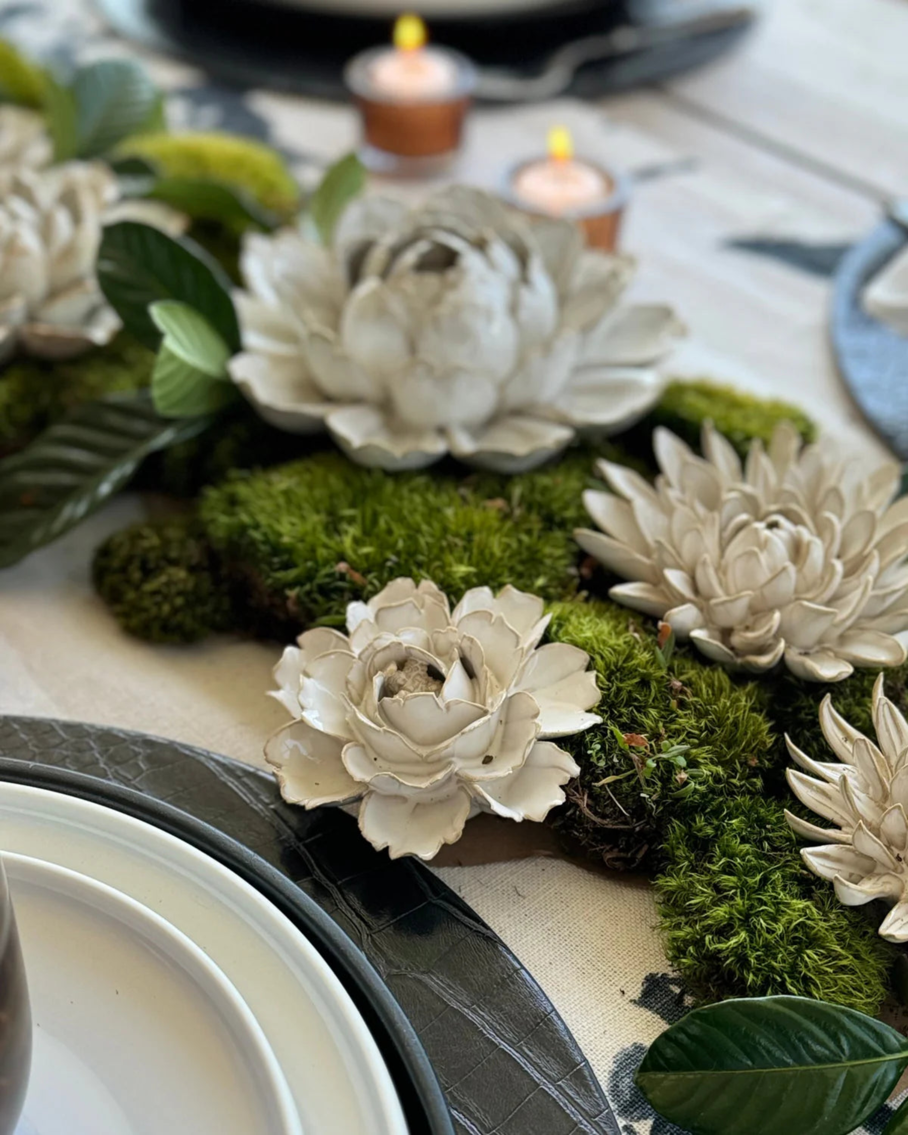 Ceramic Flower Wall Art | Succulent Green
