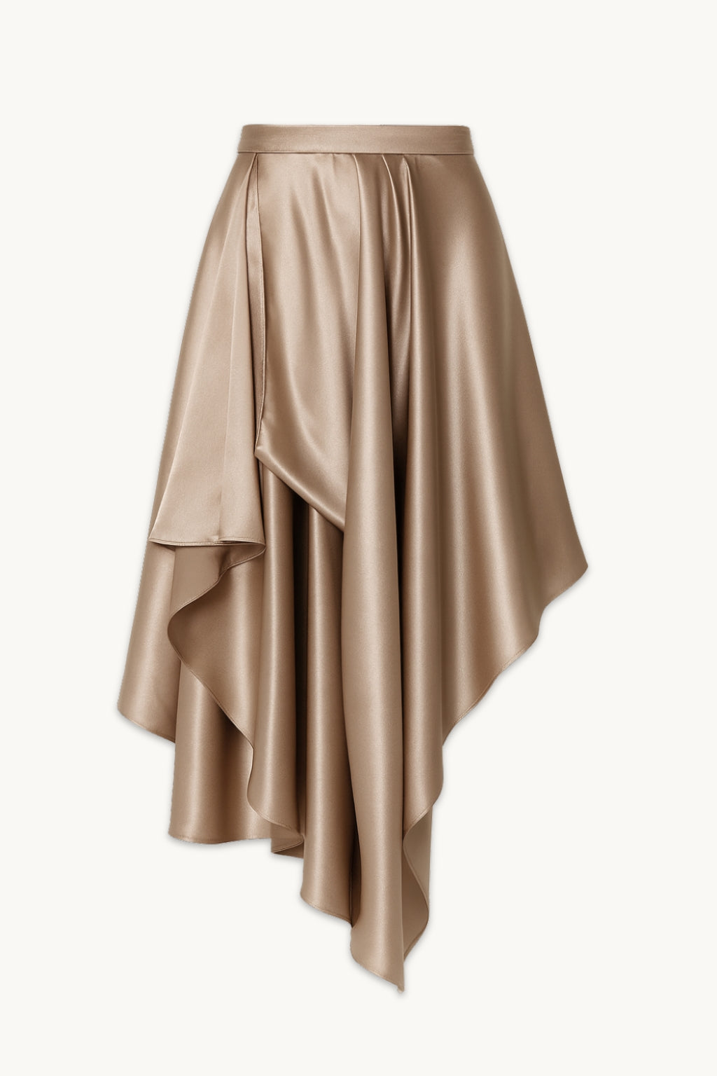 Danielle Draped Midi Silk Skirt in Champagne