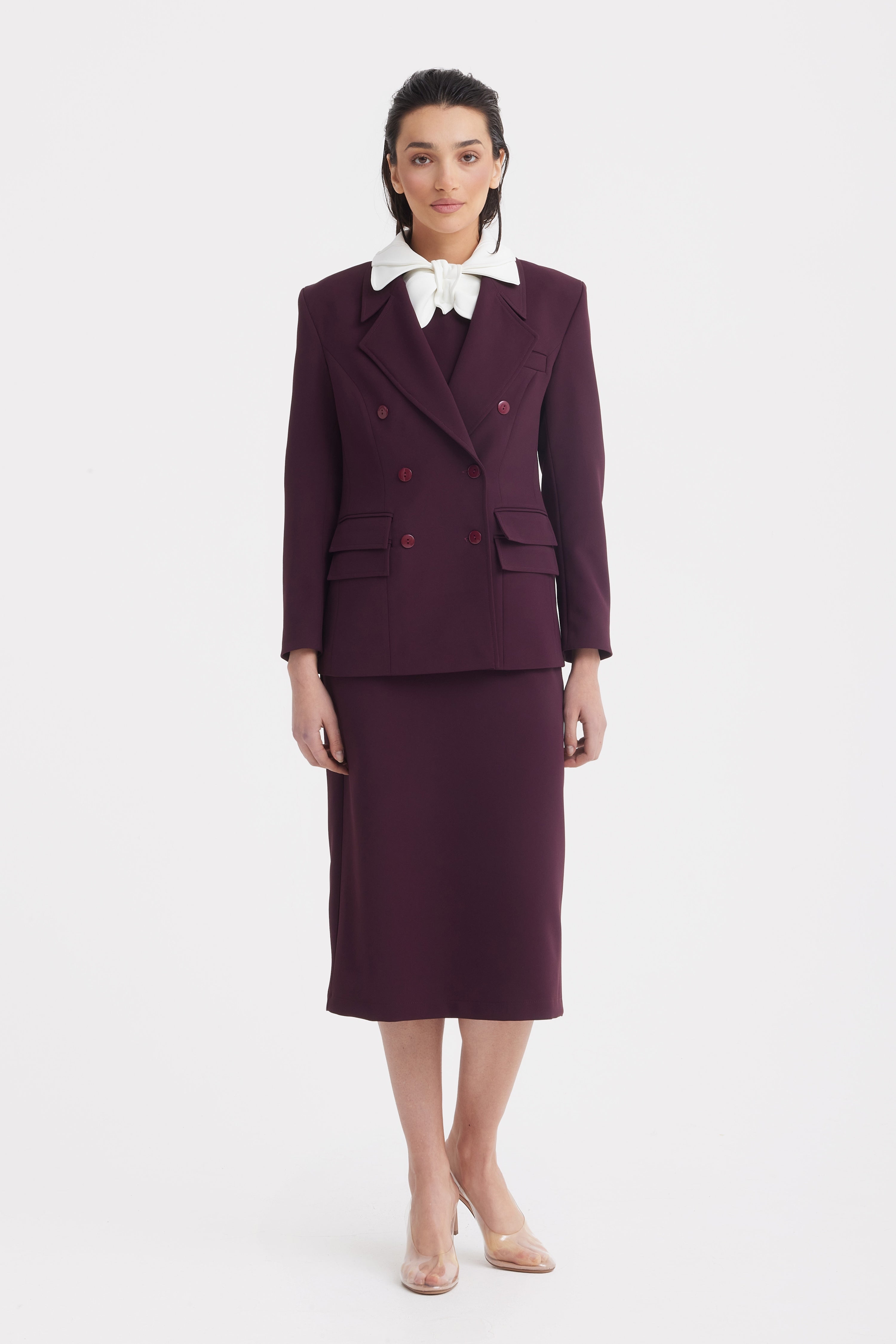 Classic Tailored Double-Breasted Blazer | Burgundy