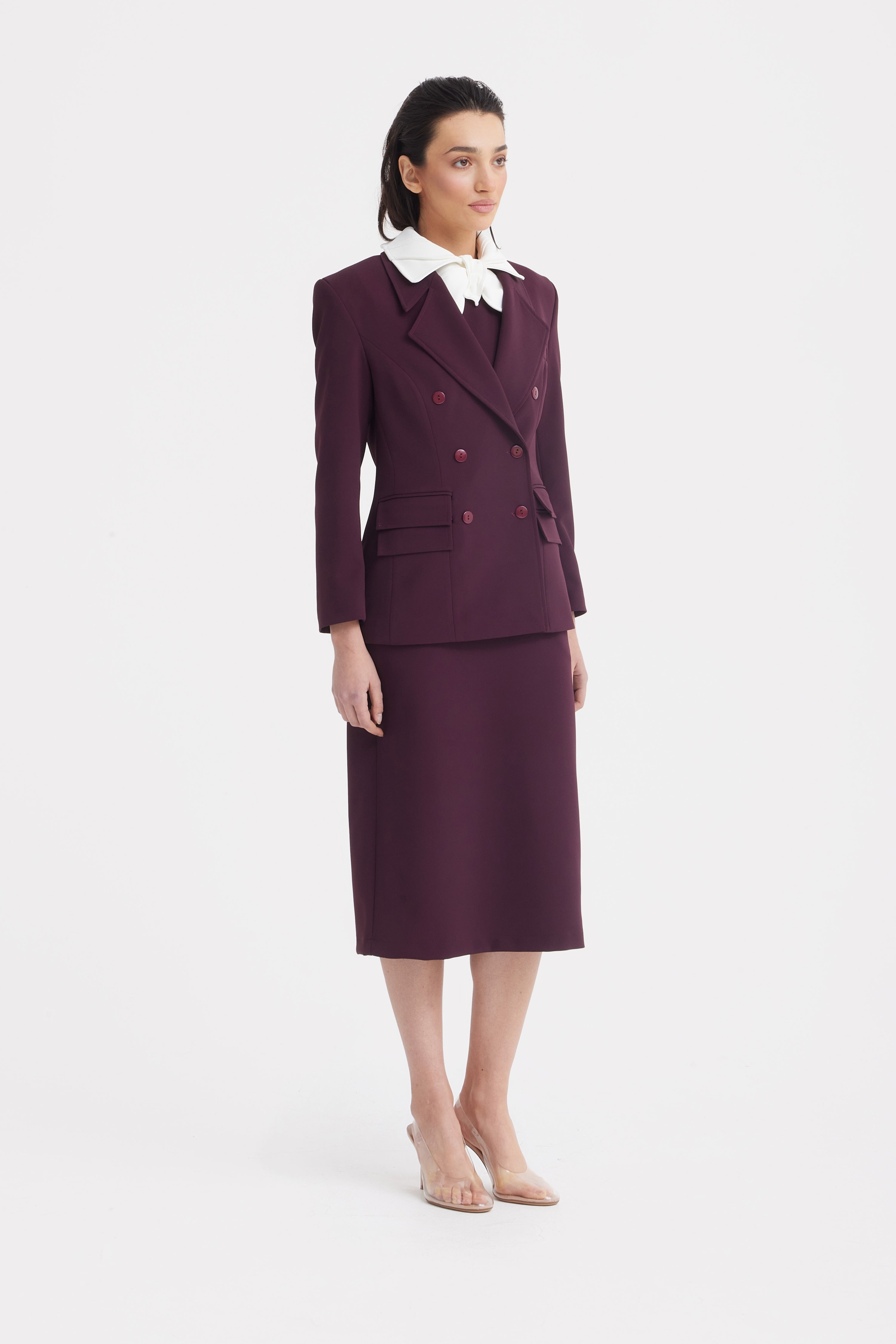 Classic Tailored Double-Breasted Blazer | Burgundy