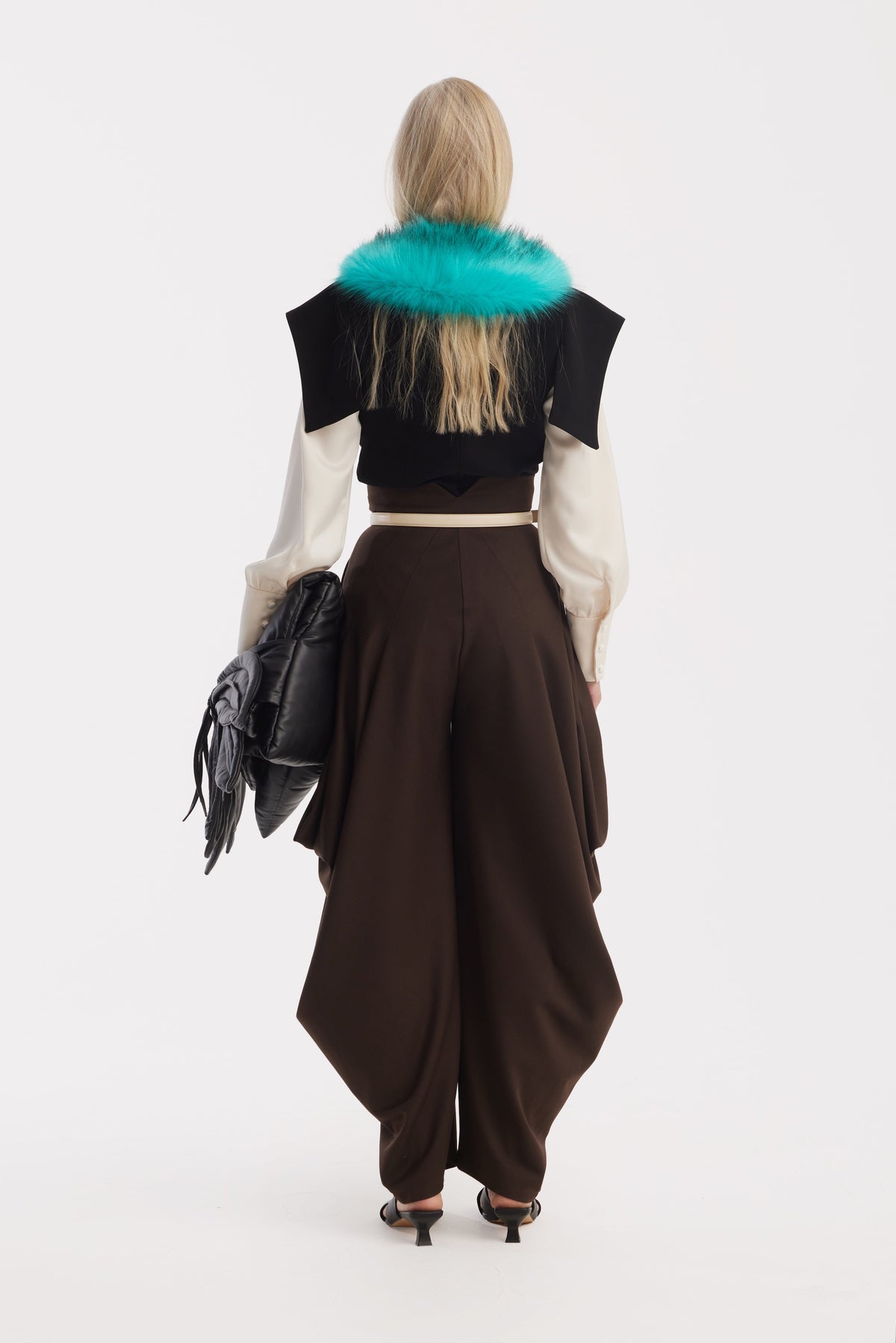Couture Draped Wide-Leg Pants | Brown