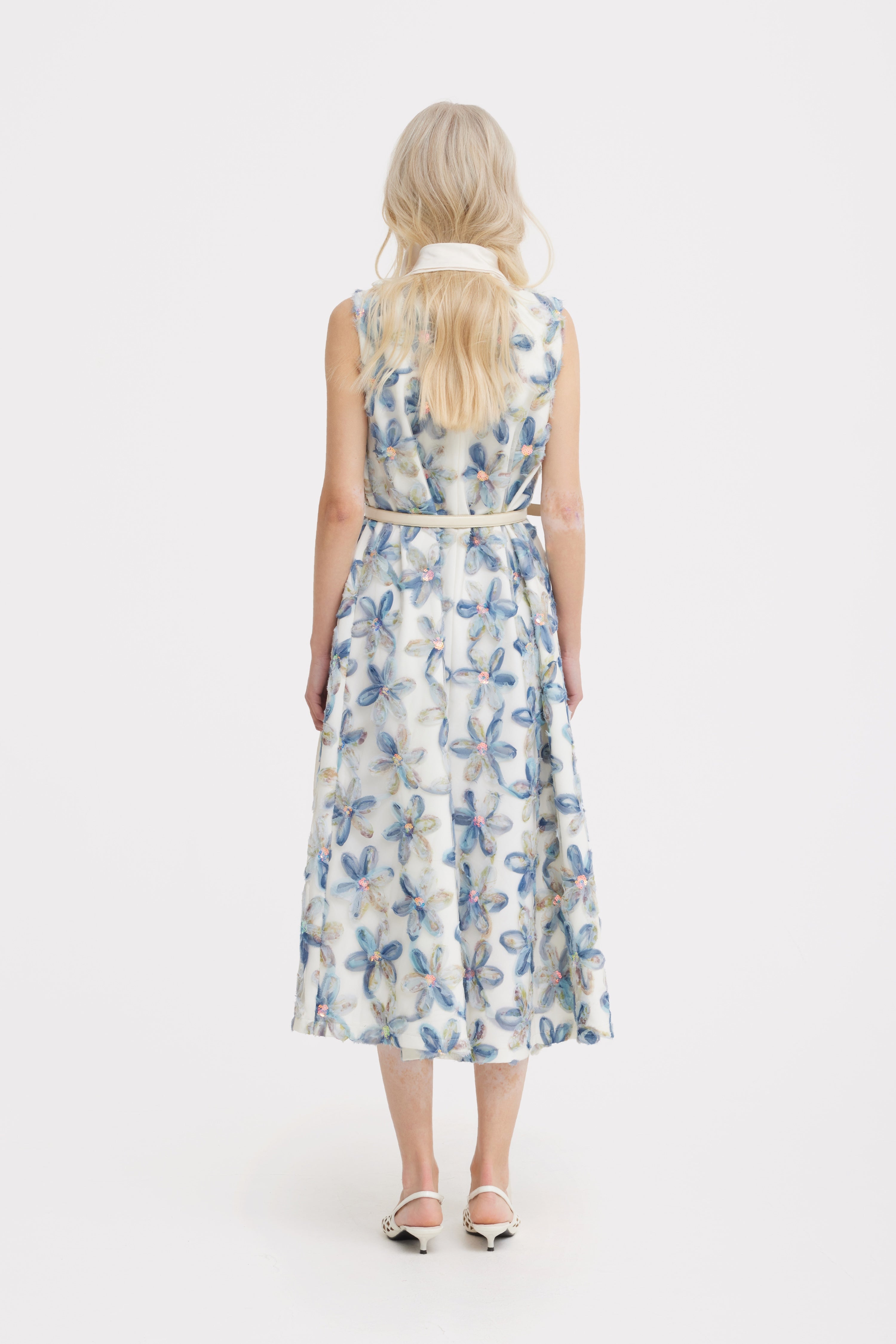 Floral Embroidered Collar Maxi Dress