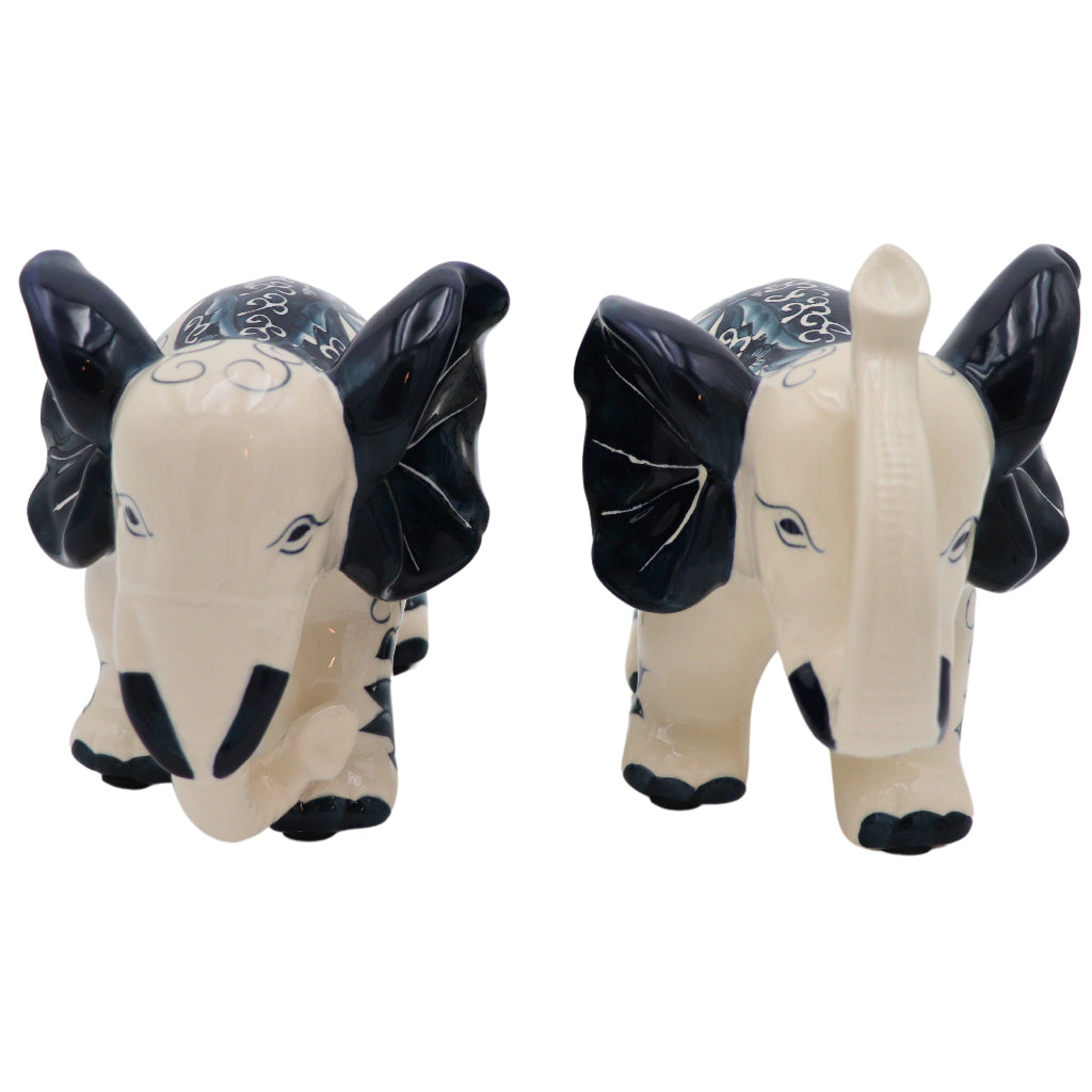Hand-painted Ceramic Embera and Nyala Elephants | Pair