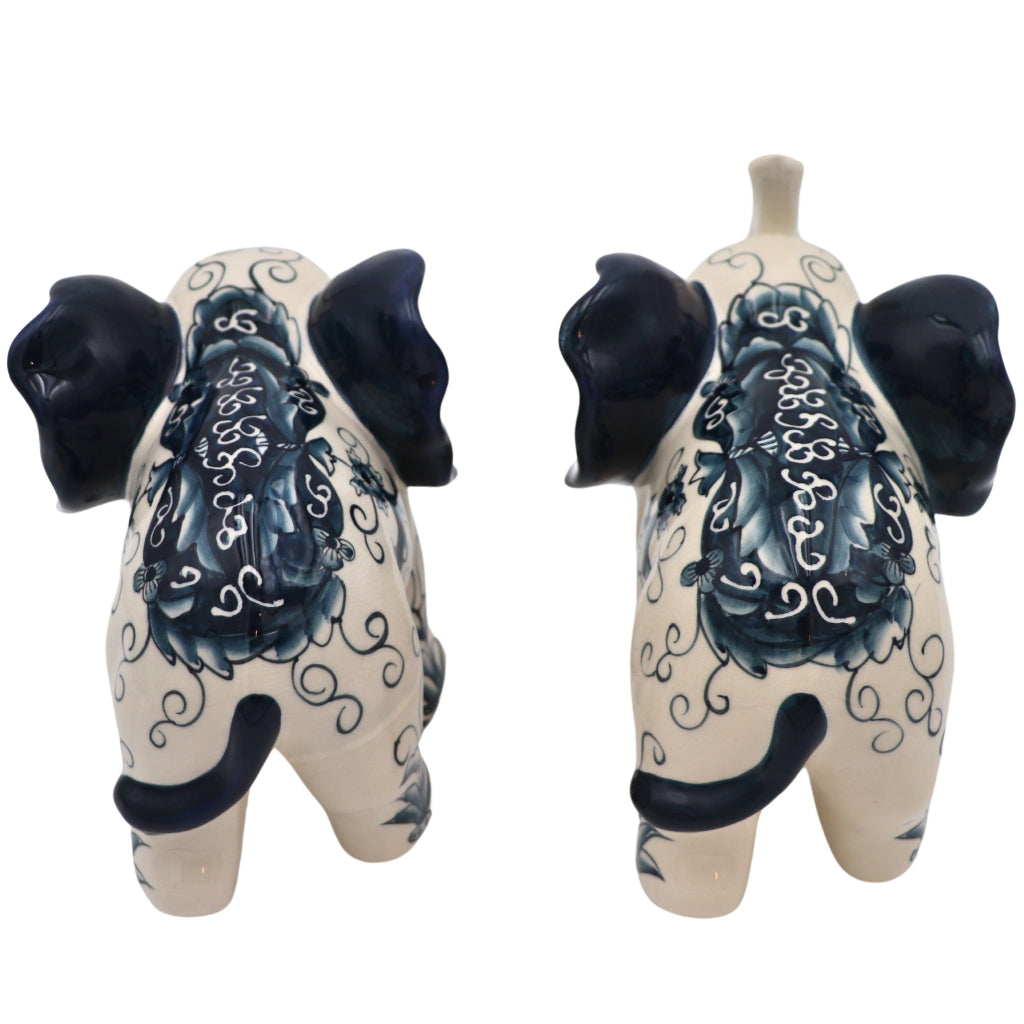 Hand-painted Ceramic Embera and Nyala Elephants | Pair