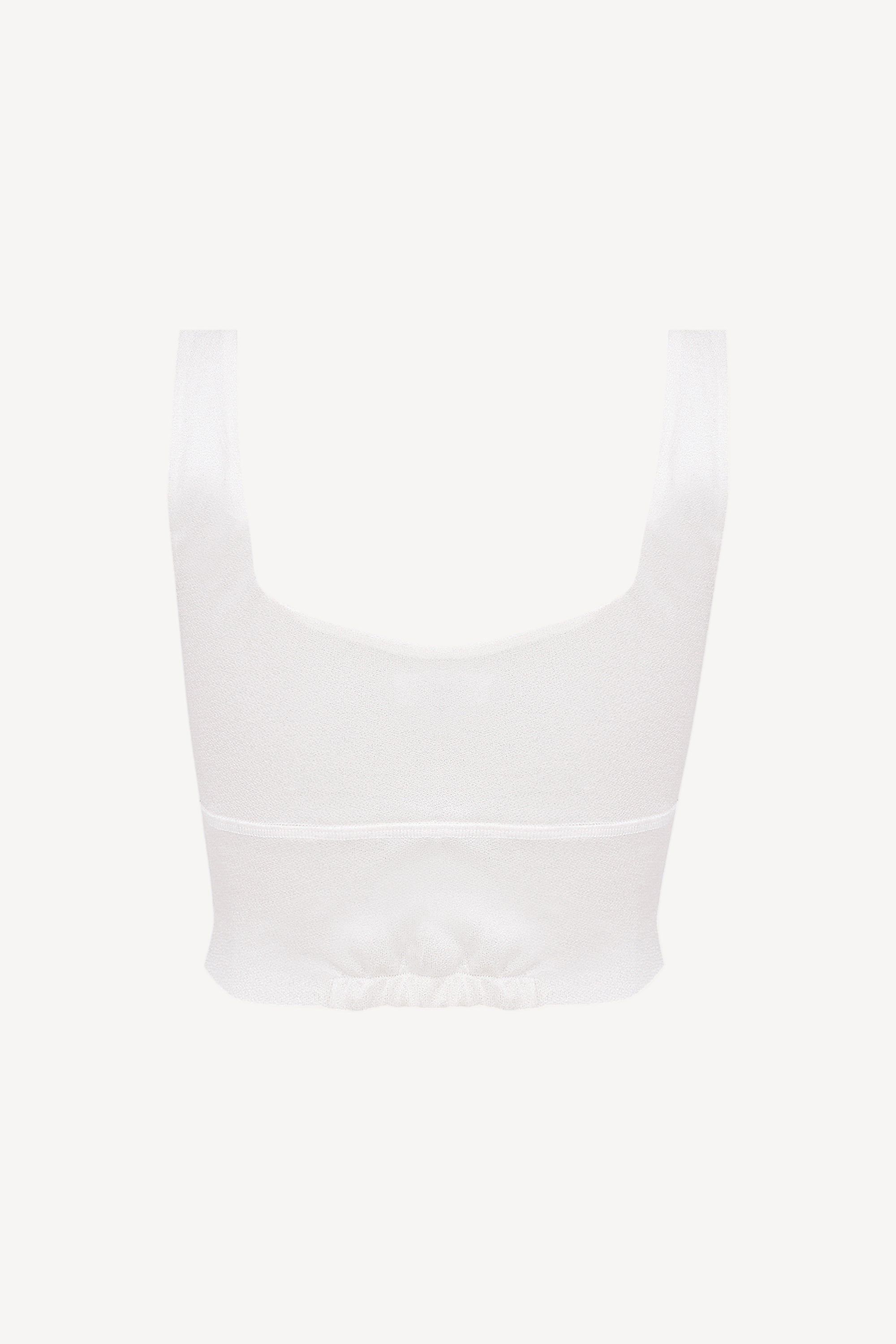 White bralette on a light gray background