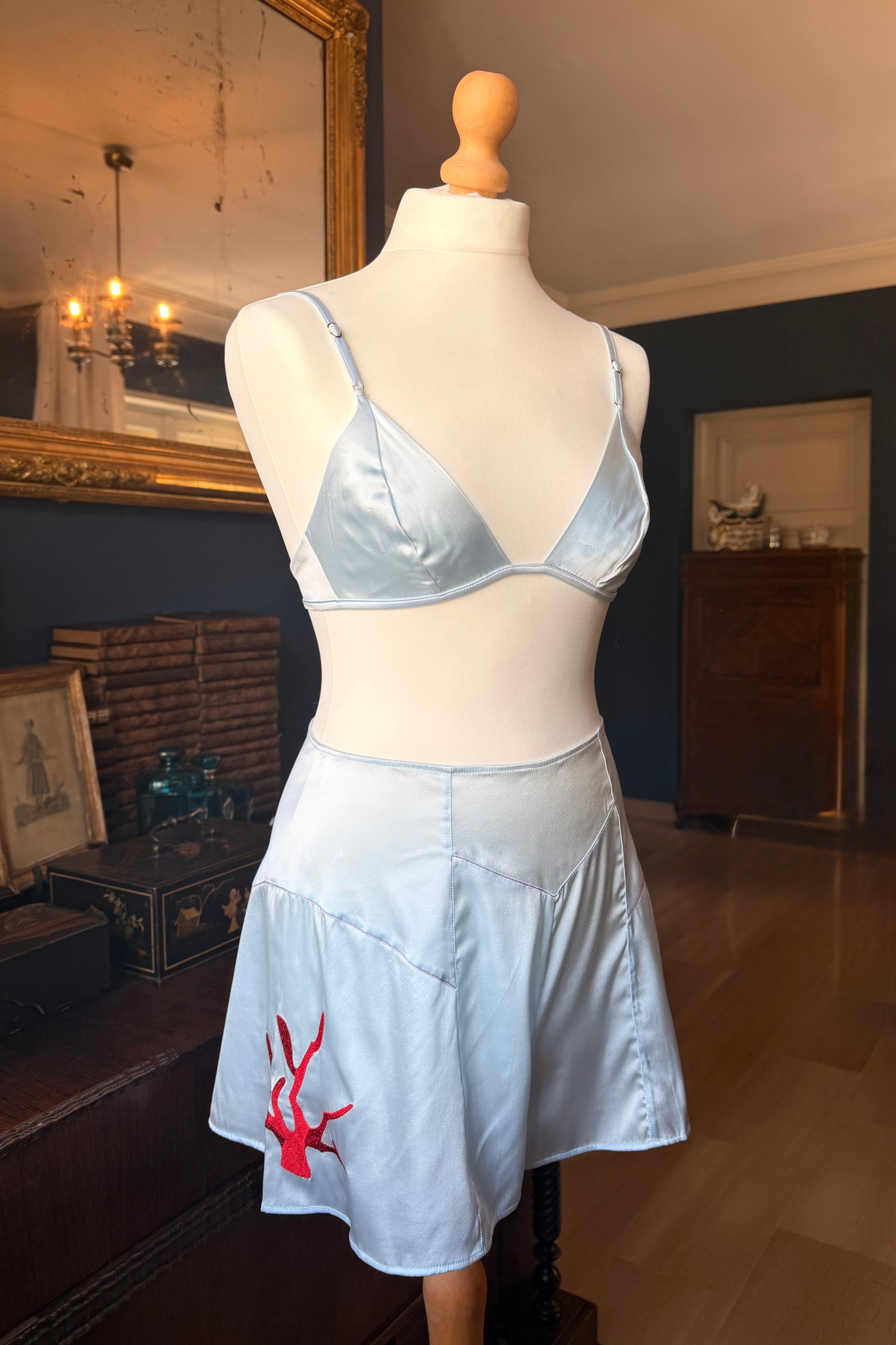 Amalia Silk and Coral Embroidery Shorts | Mother of Pearl