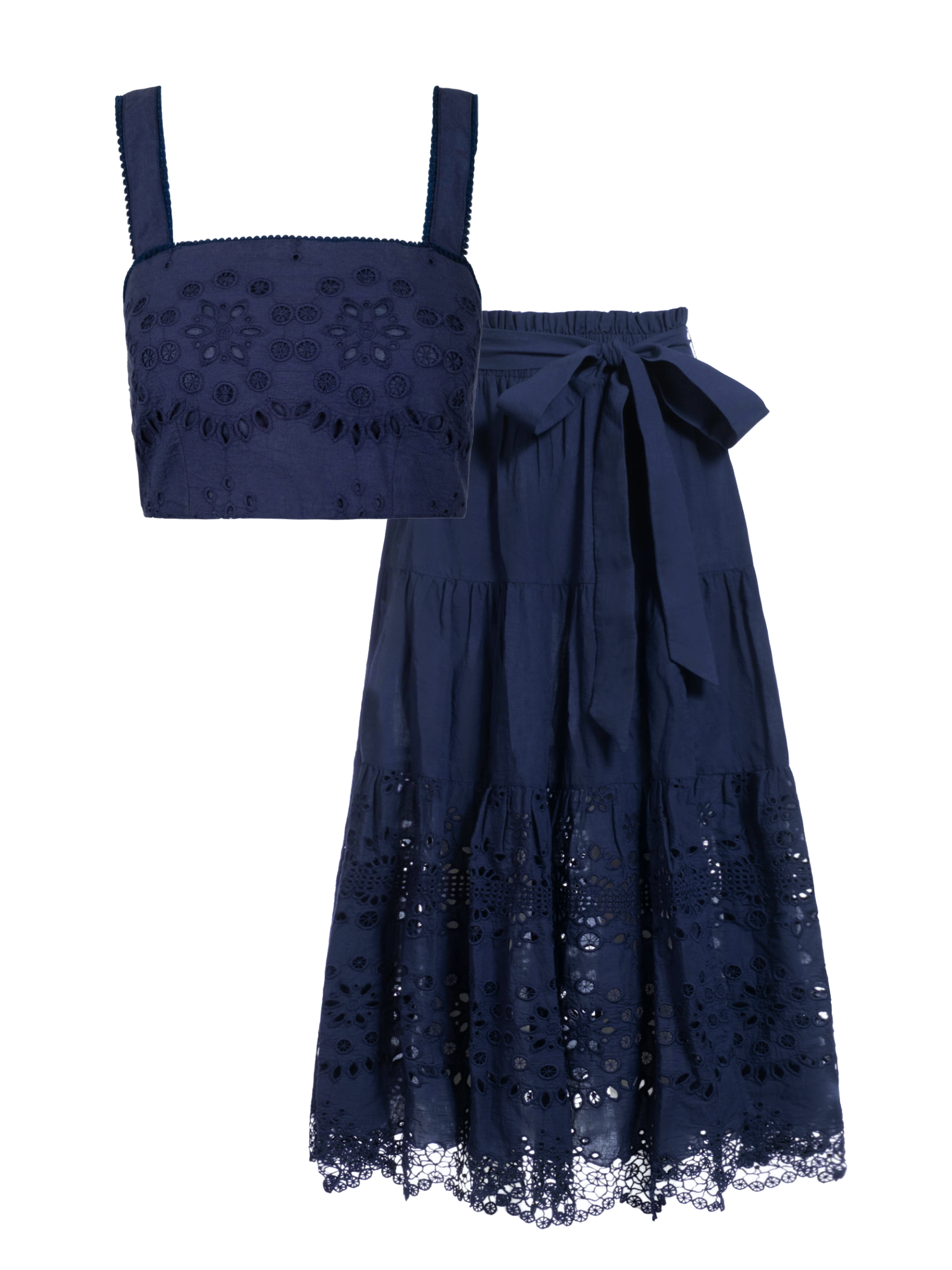 Ilyssa Crop Top In Navy Calypso Eyelet