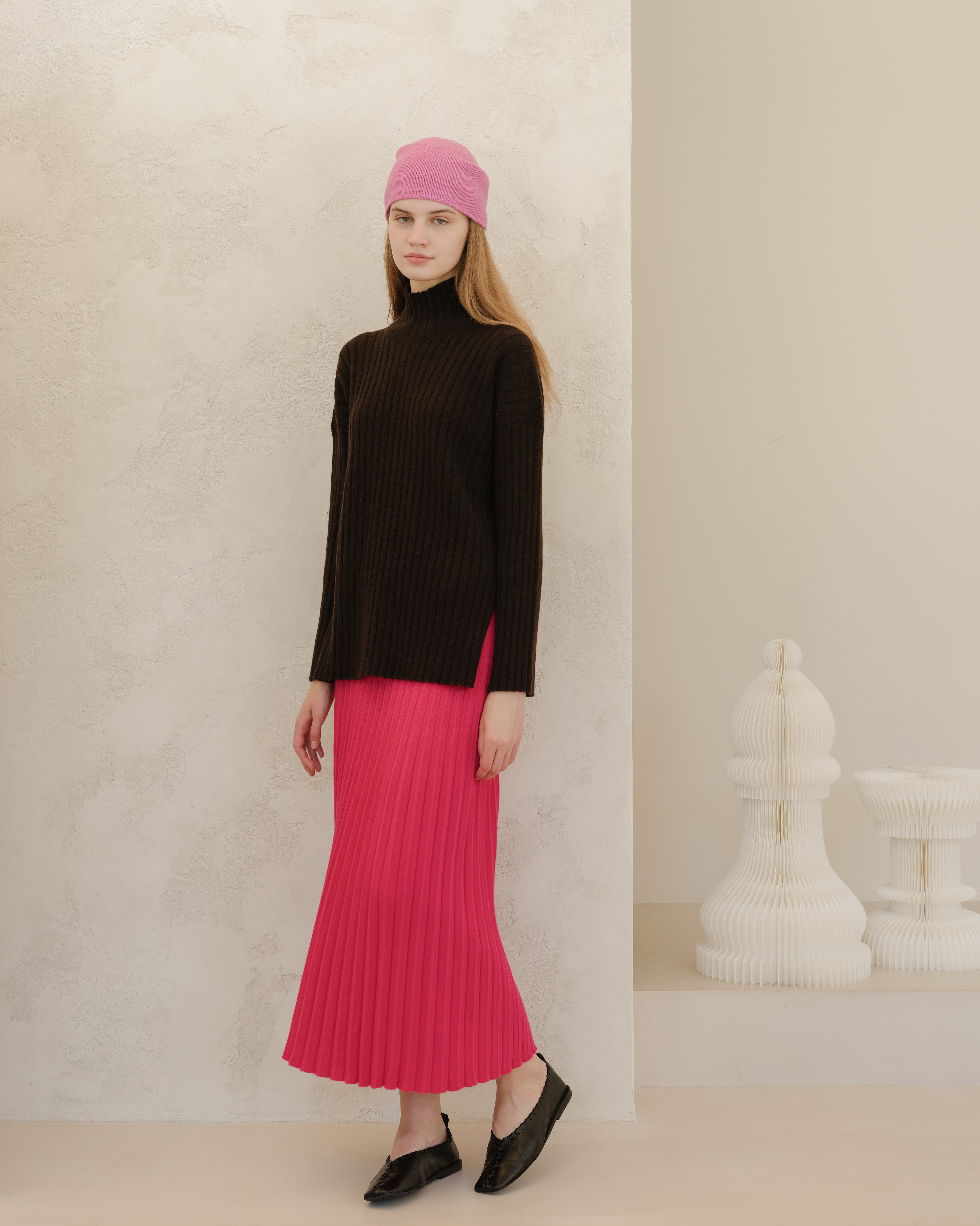 Cashmere Mix Plissè Skirt (3D-Knit)