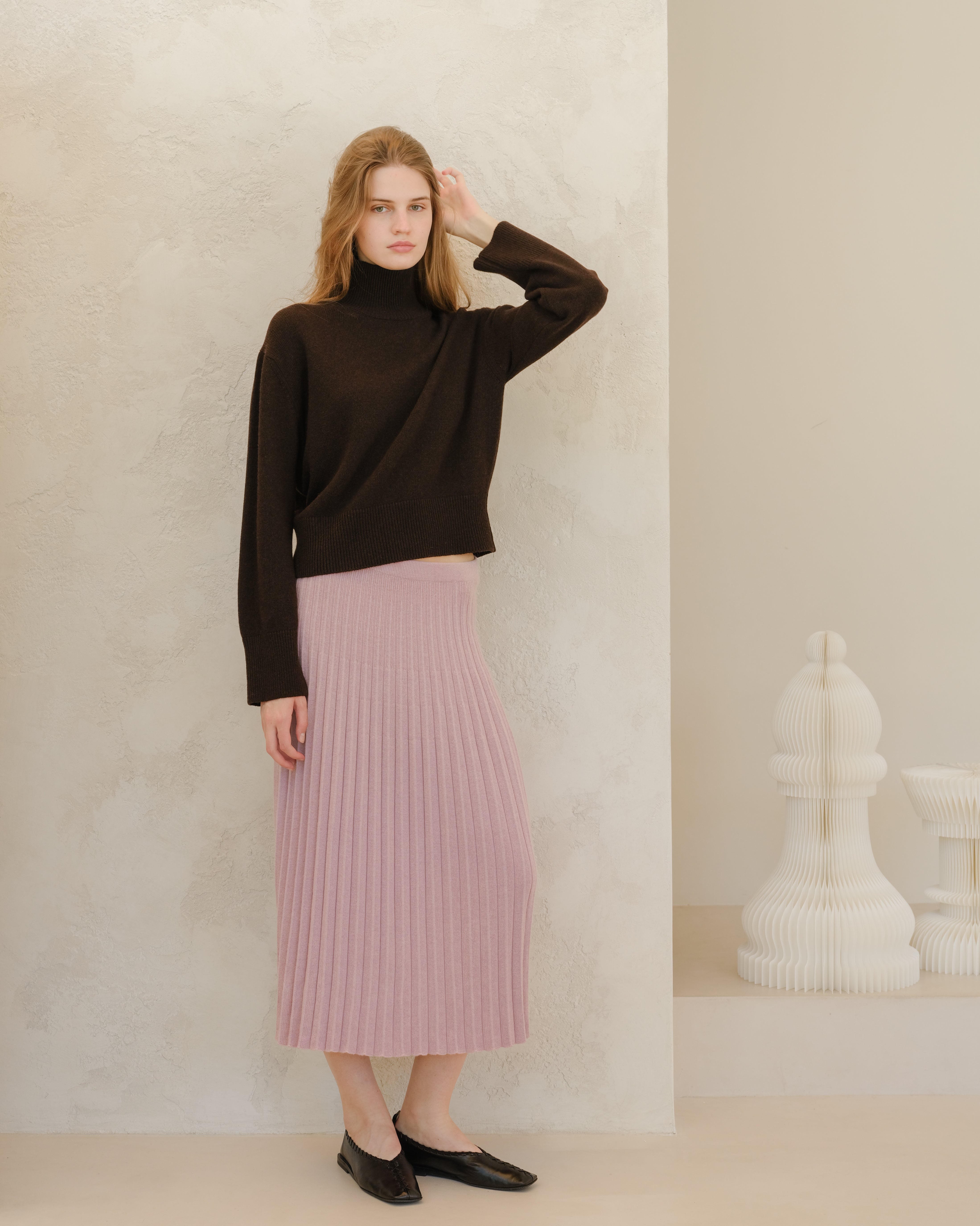 Cashmere Mix Plissè Skirt (3D-Knit)