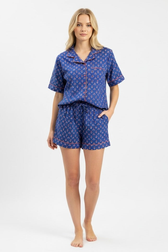 Paola Short Pajama Set | Ditsy Navy