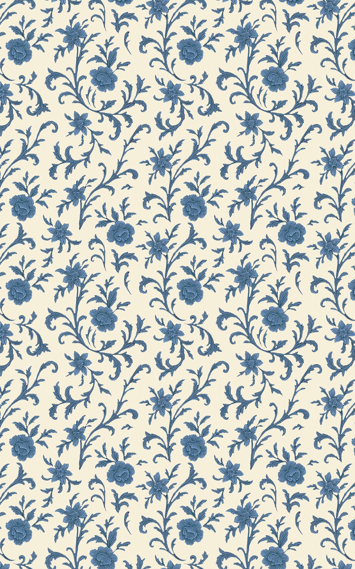 Blue floral pattern on a beige background