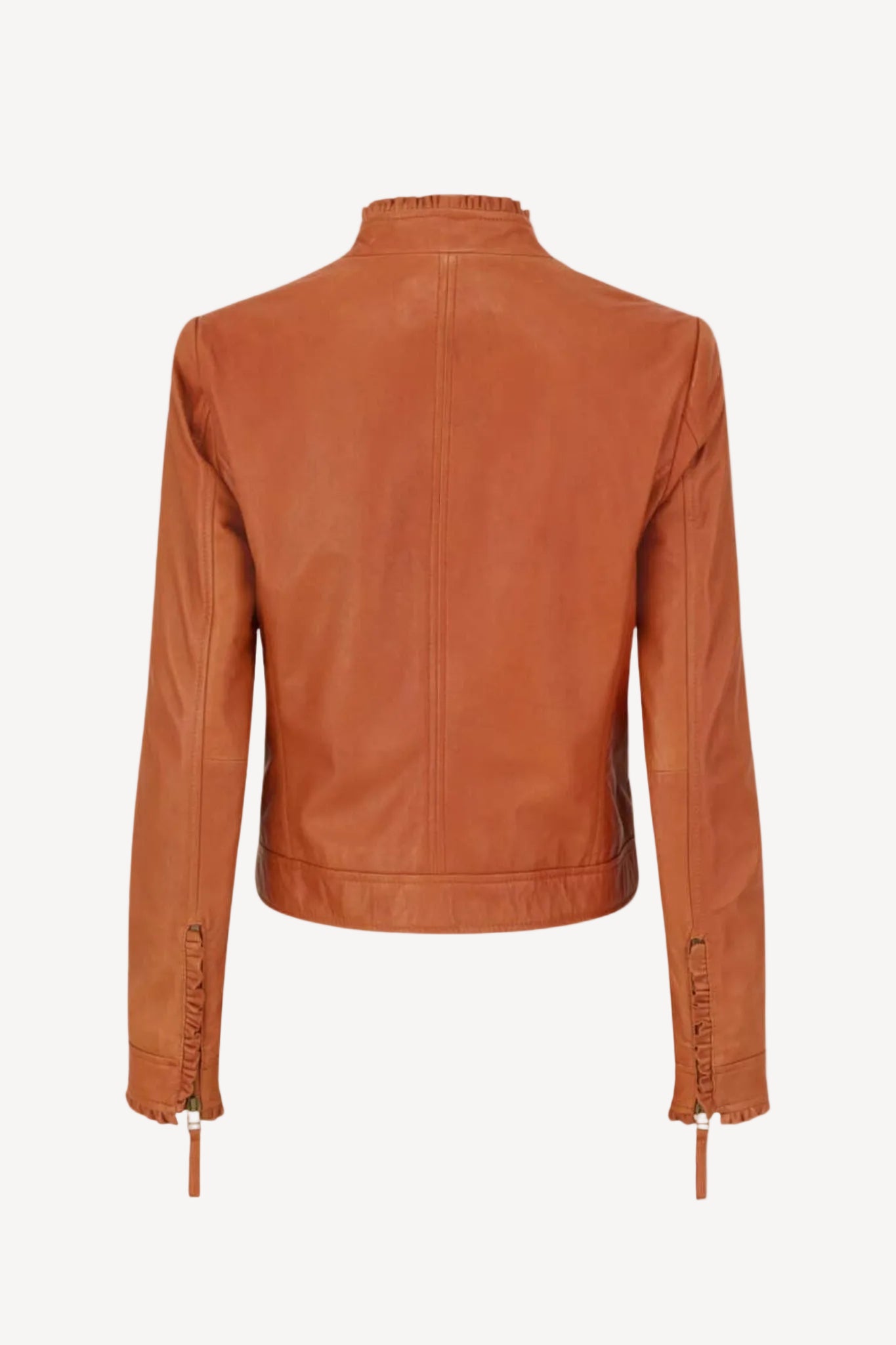 Brown leather jacket on a white background