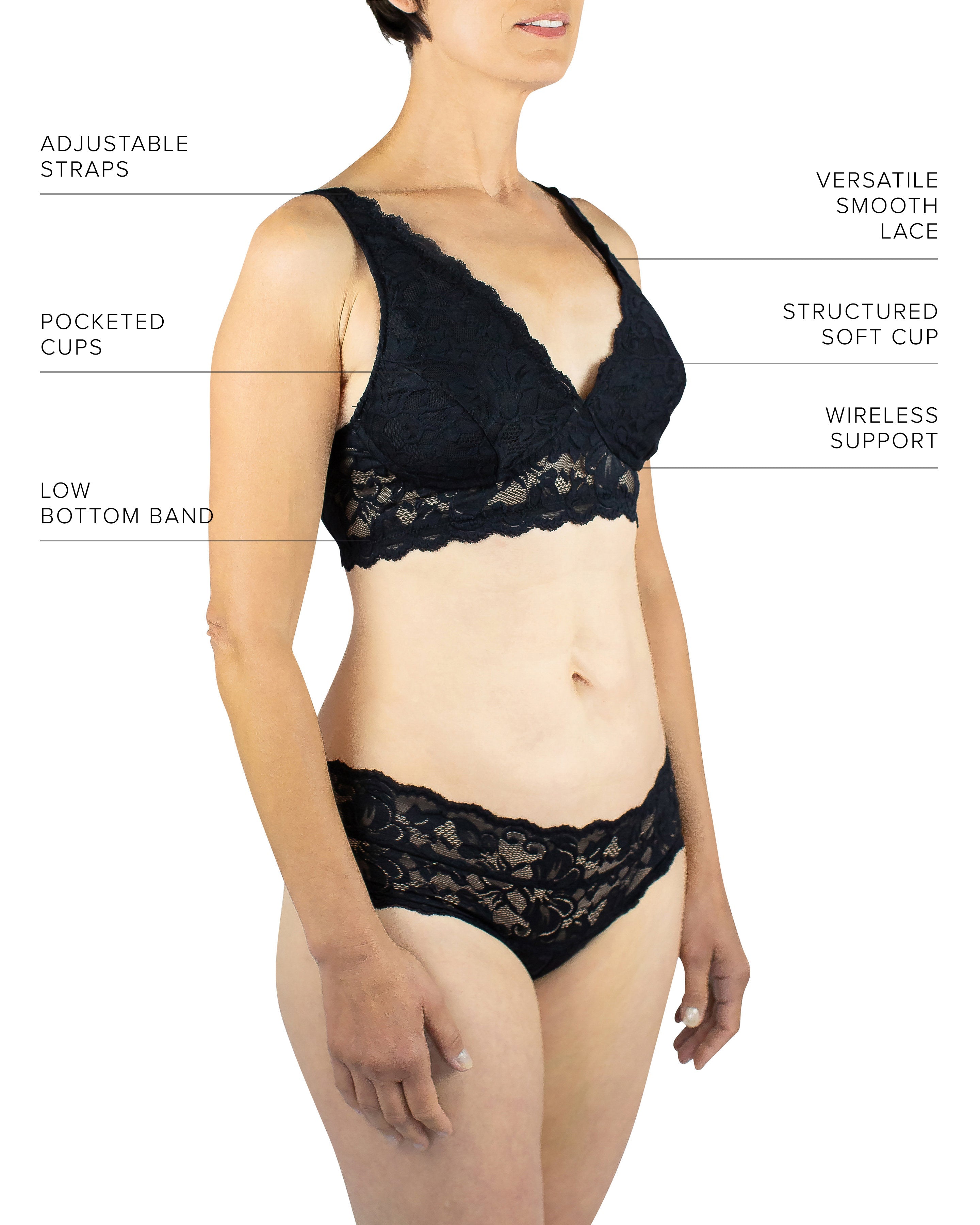 Vela Wireless Bra | Black