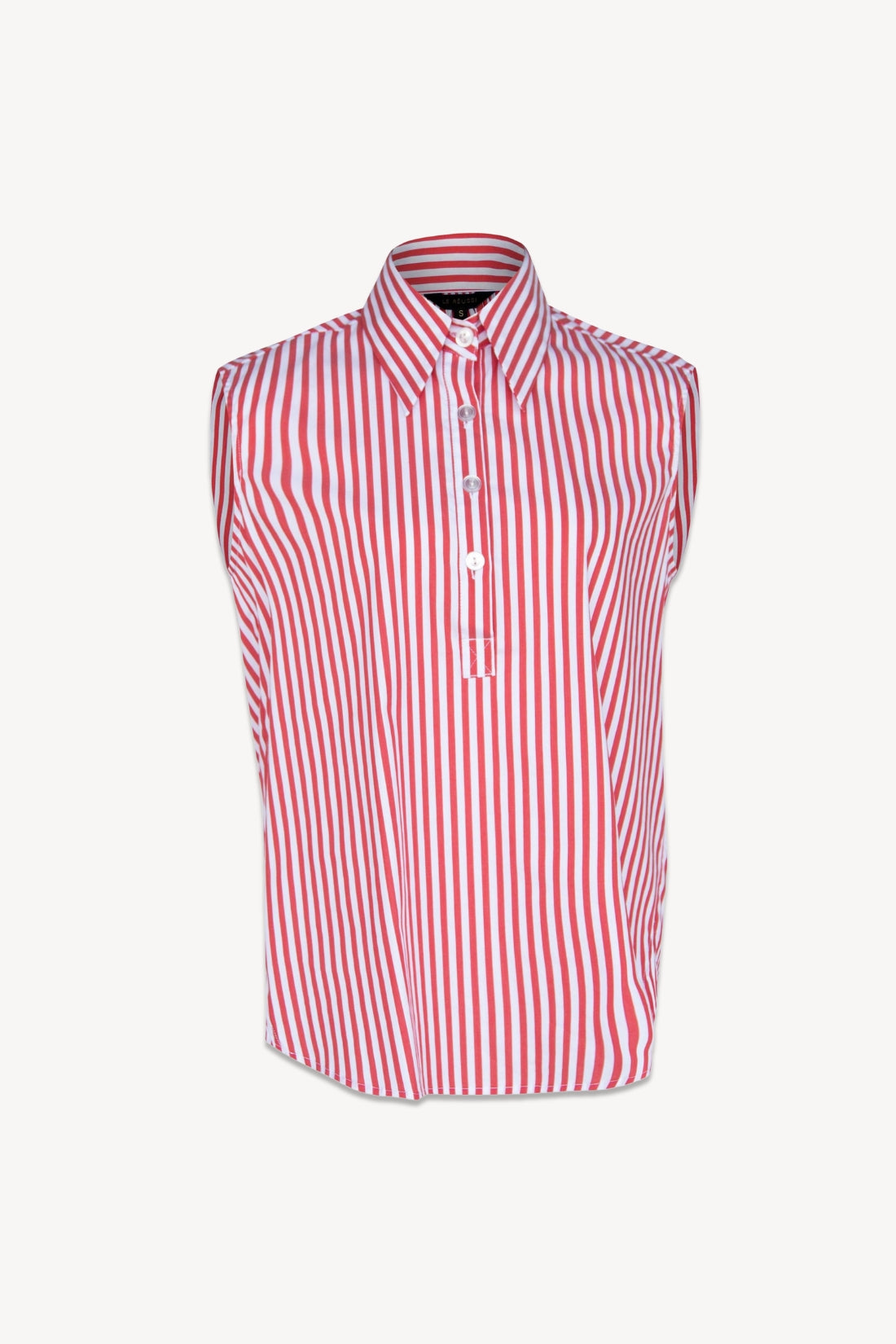 Italian Cotton Stripe Red Sleeveless Top