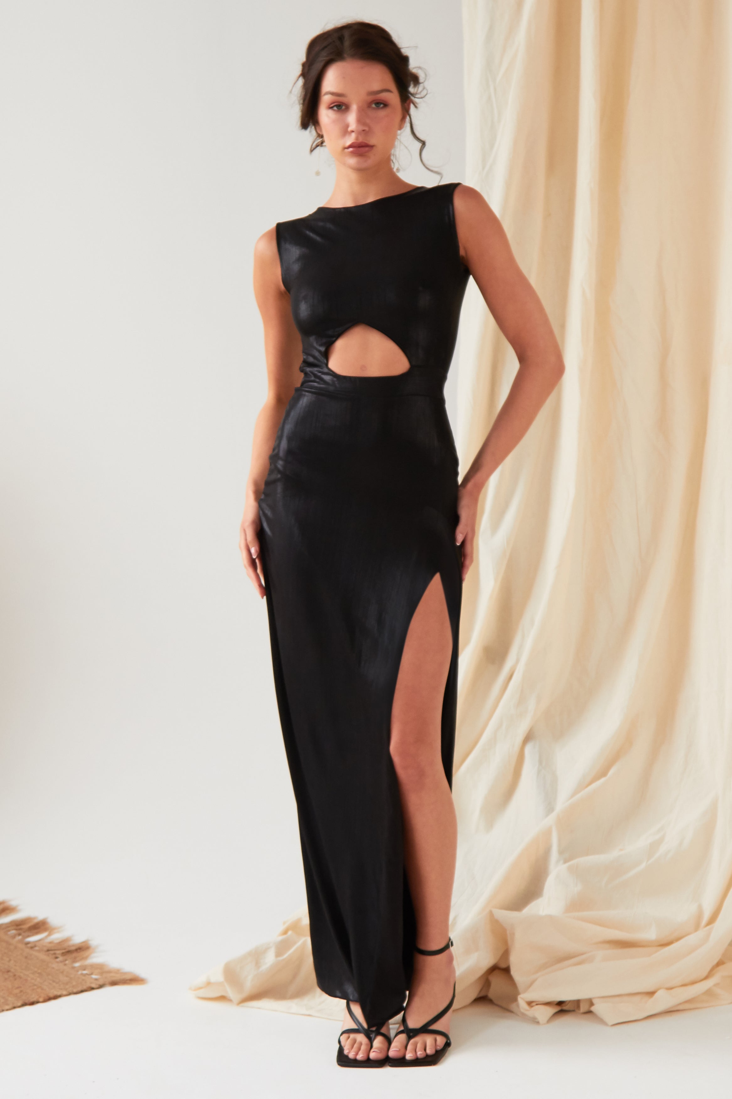 Moss Black Cut-Out Gown