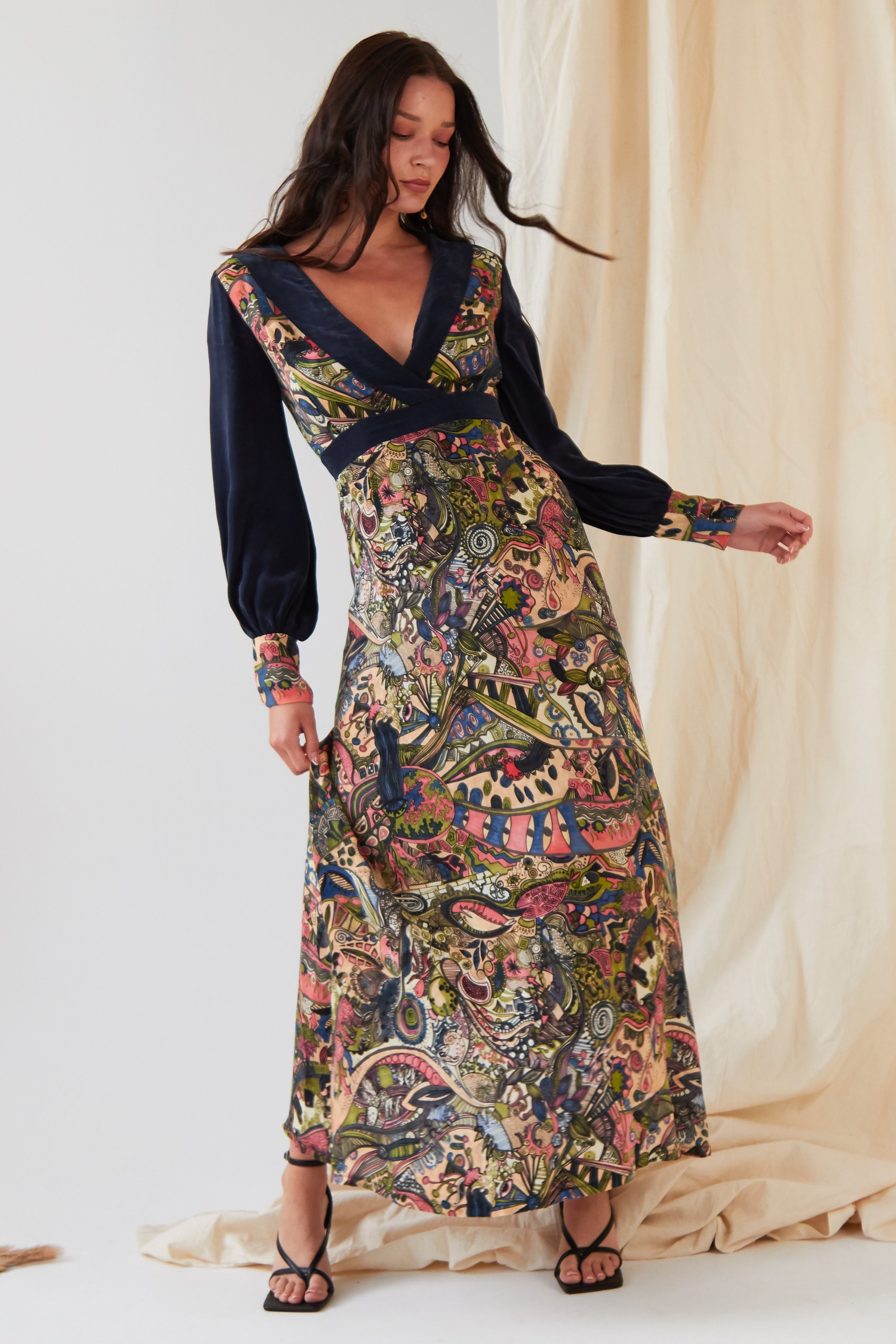 Larica Persian Hand Painted Maxi Dress