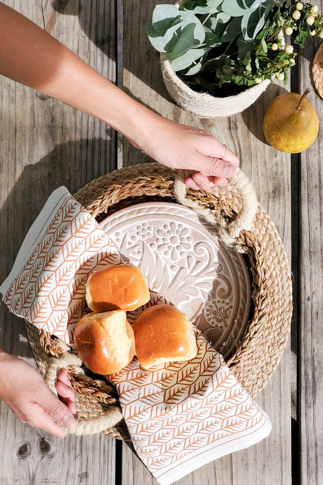 Bread Warmer & Basket Gift Set with Tea Towel - Bird Round-1