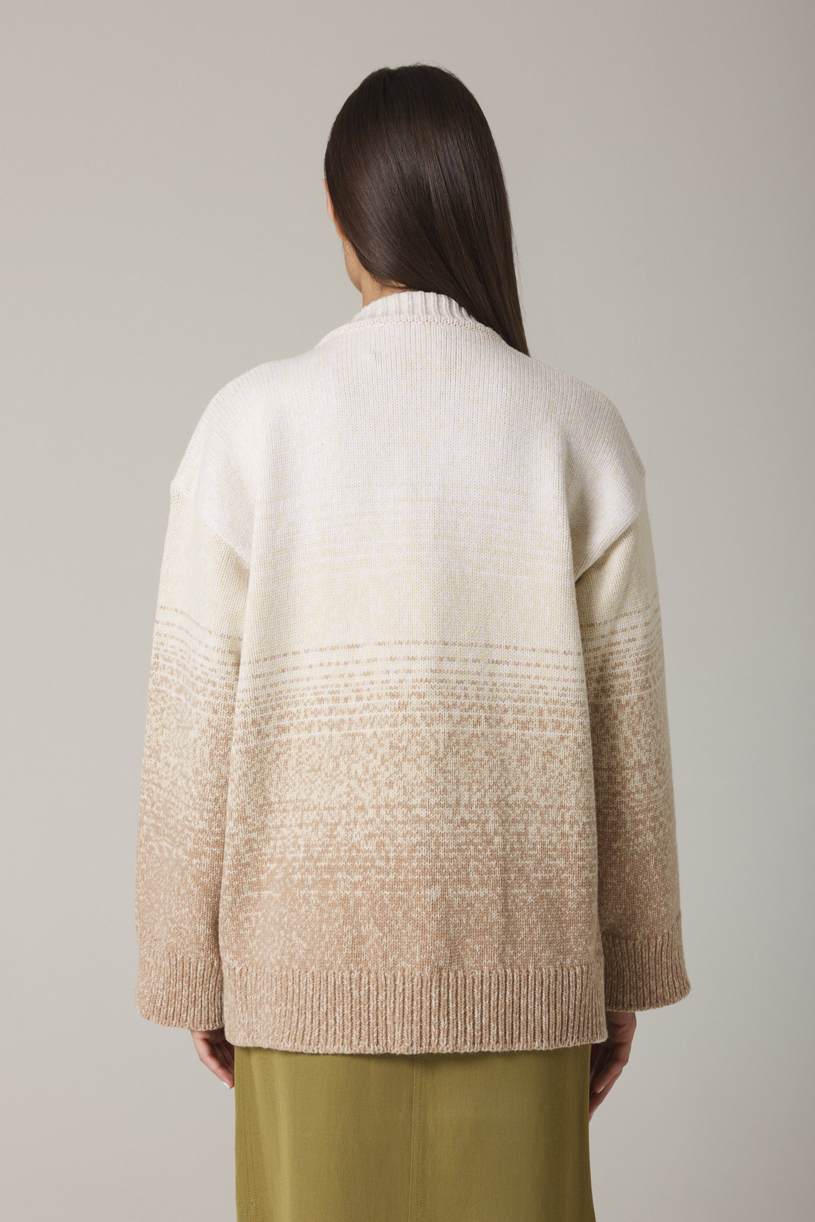 WADIM OMBRÉ OPEN CARDIGAN IN SAND COMBO